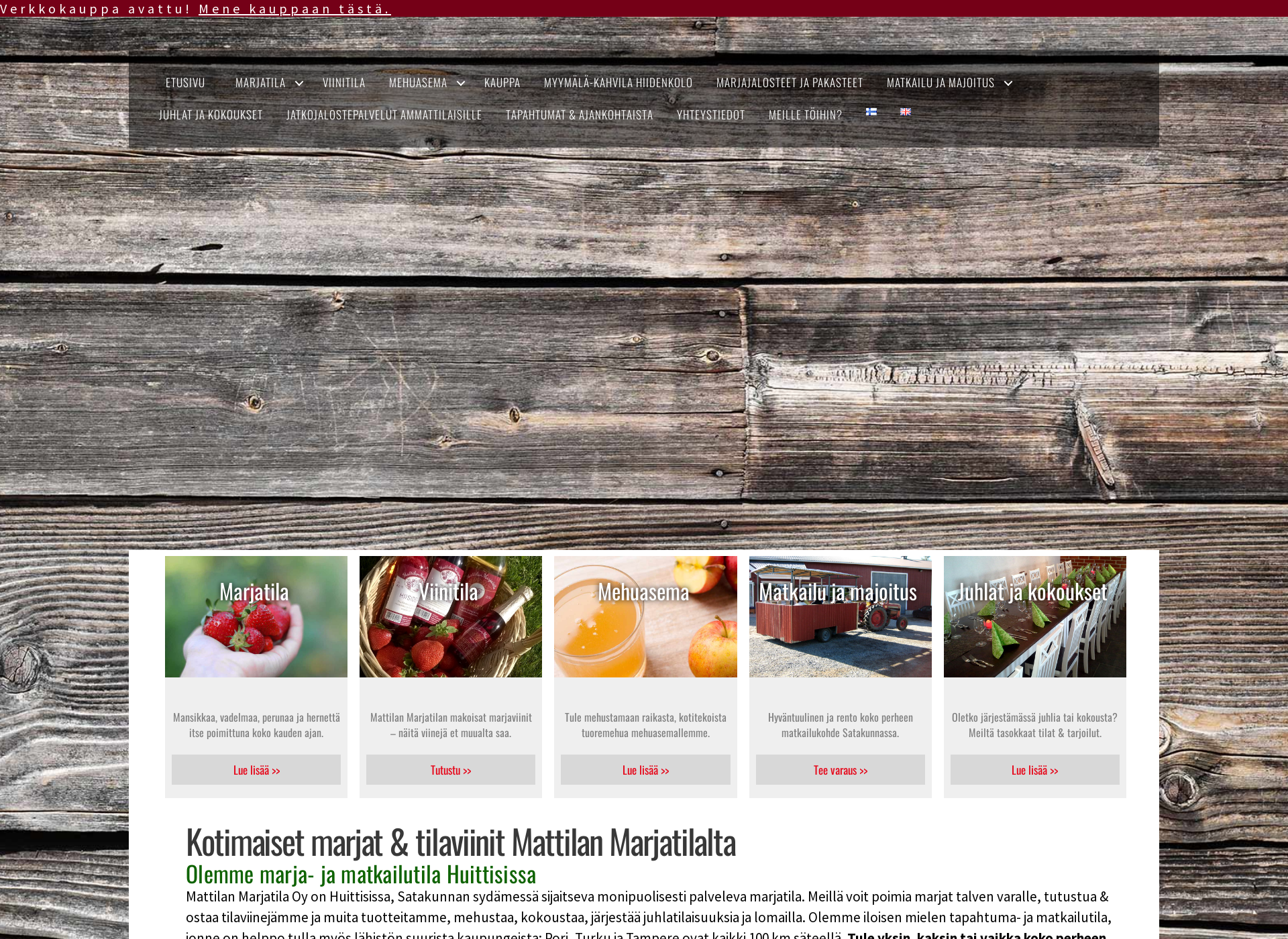 Skärmdump för mattilanmarjatila.fi