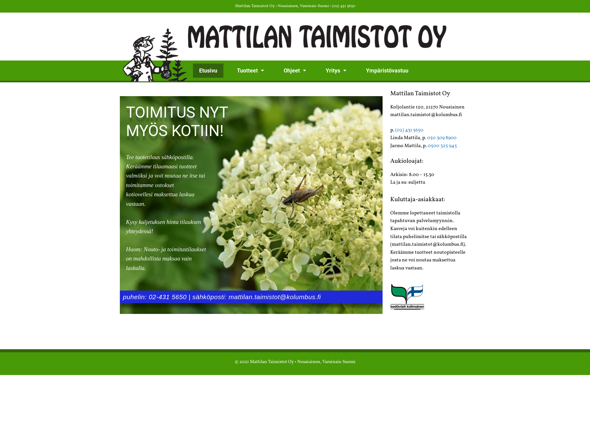 Skärmdump för mattilantaimistot.fi