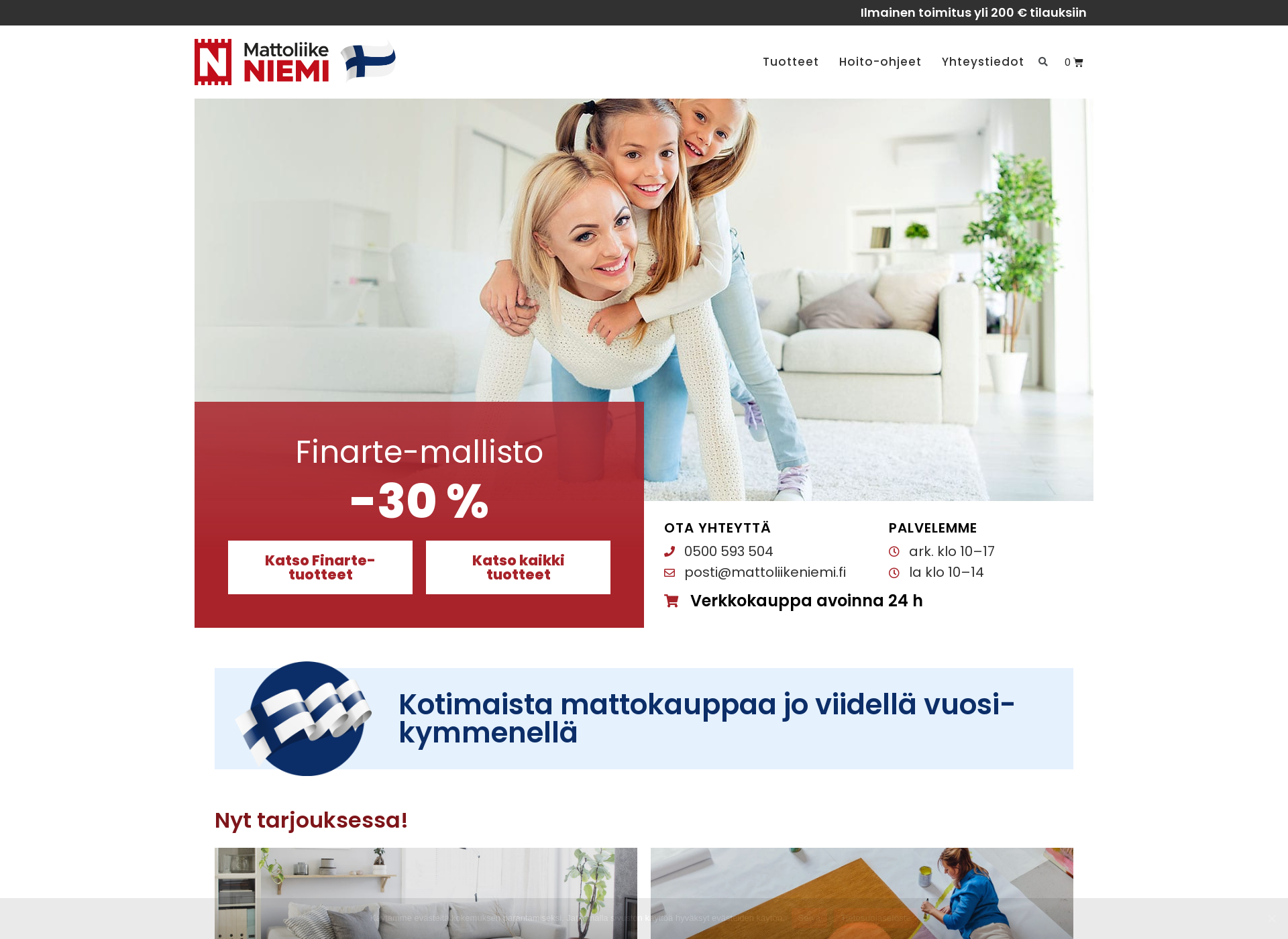 Skärmdump för mattoliikeniemi.fi