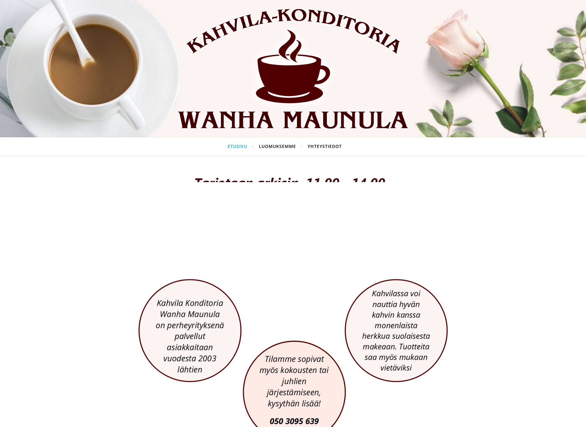 Skärmdump för maunulankahvila.fi