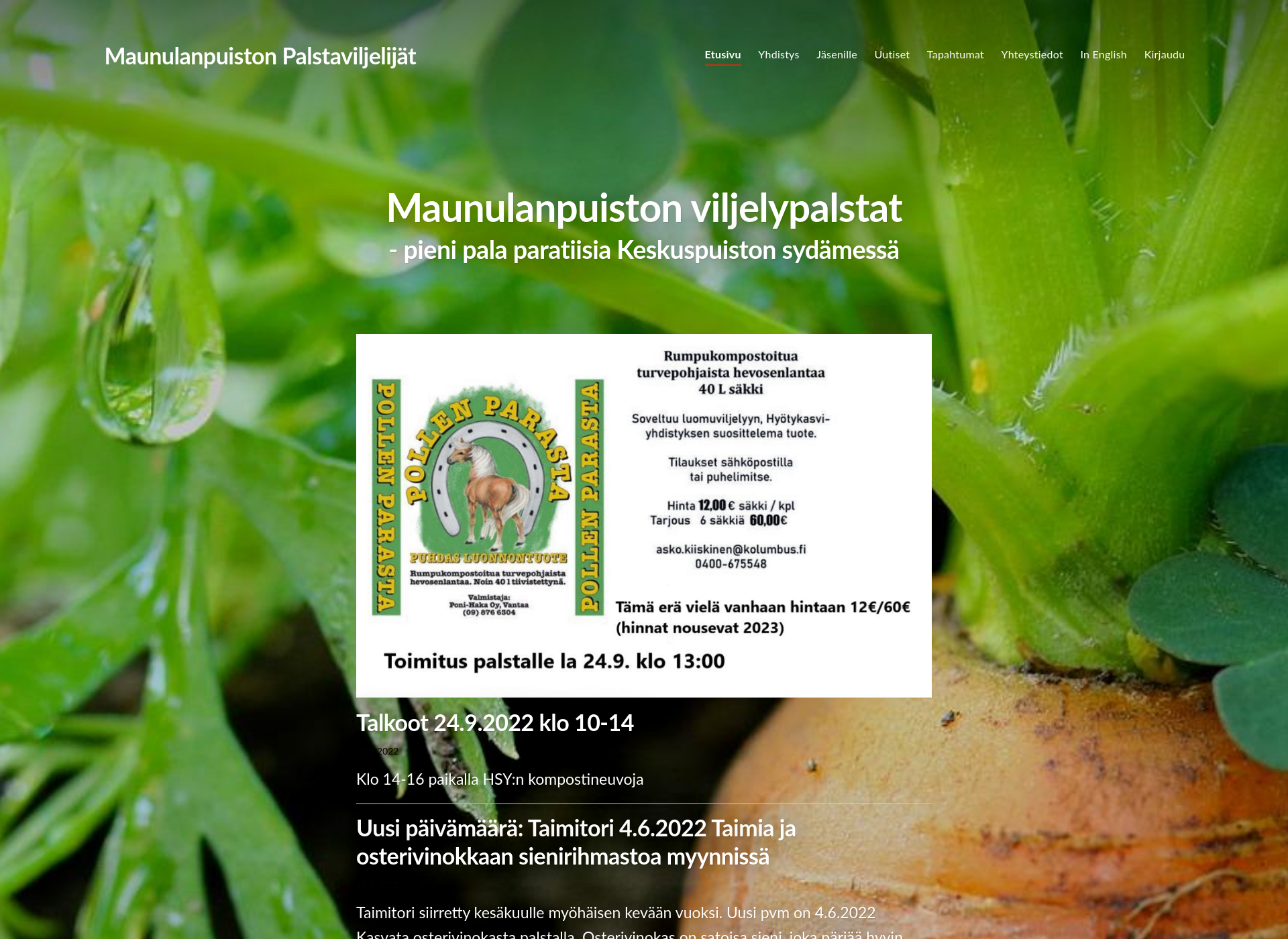 Screenshot for maunulanpuistonpalstaviljelijat.fi