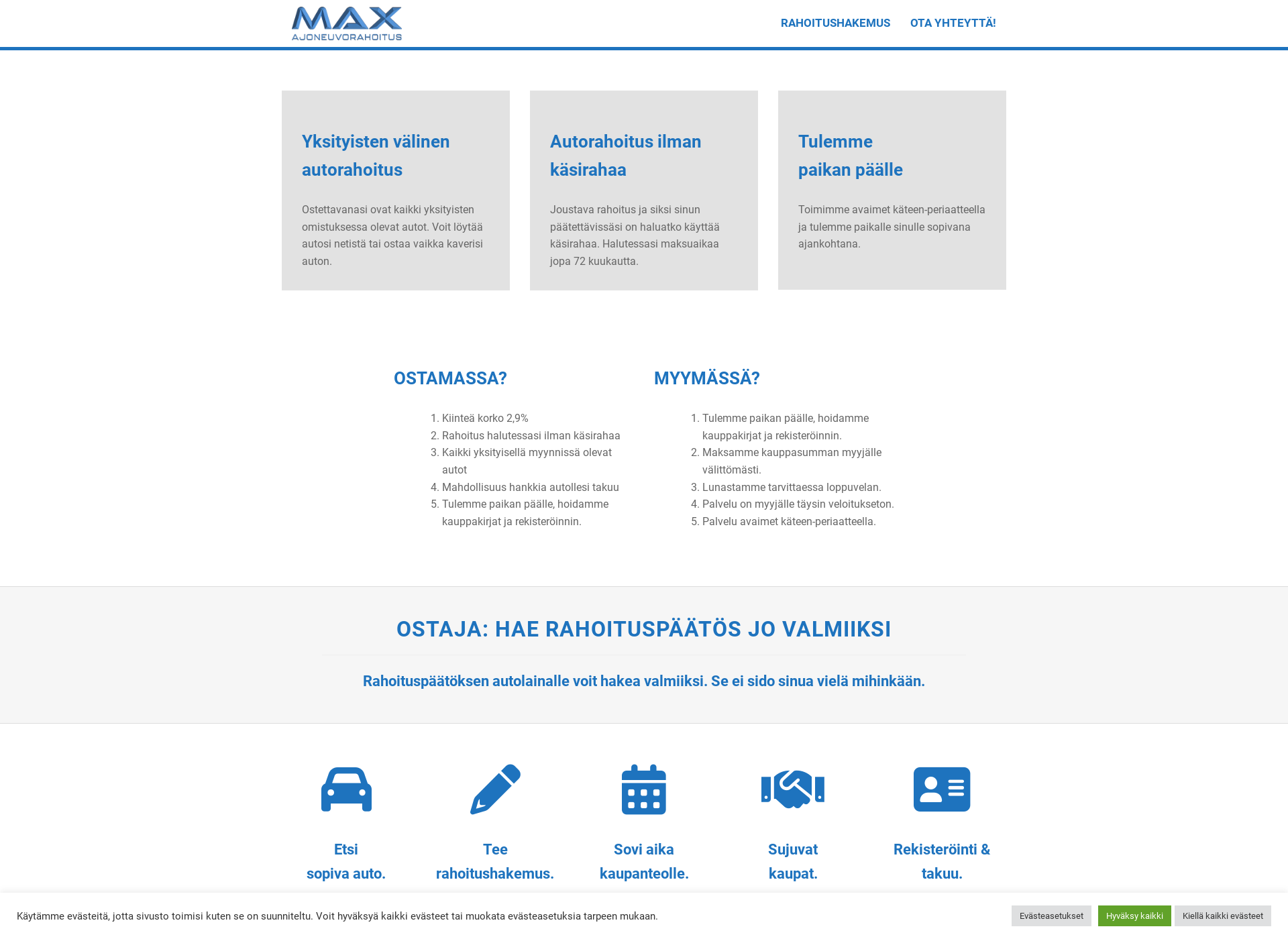 Screenshot for maxajoneuvorahoitus.fi