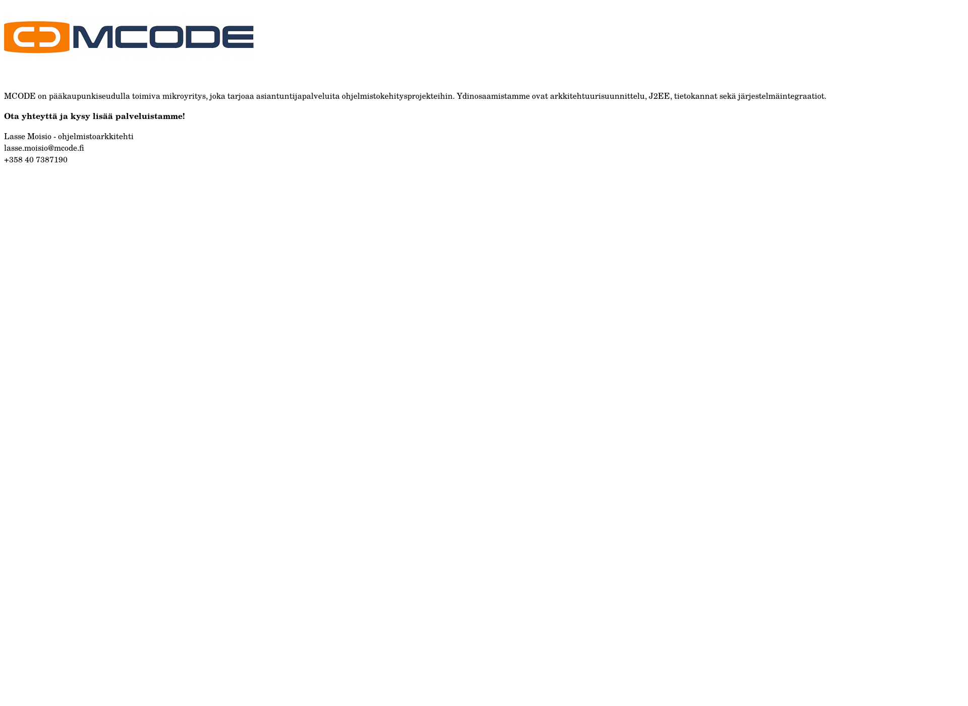 Skärmdump för mcode.fi