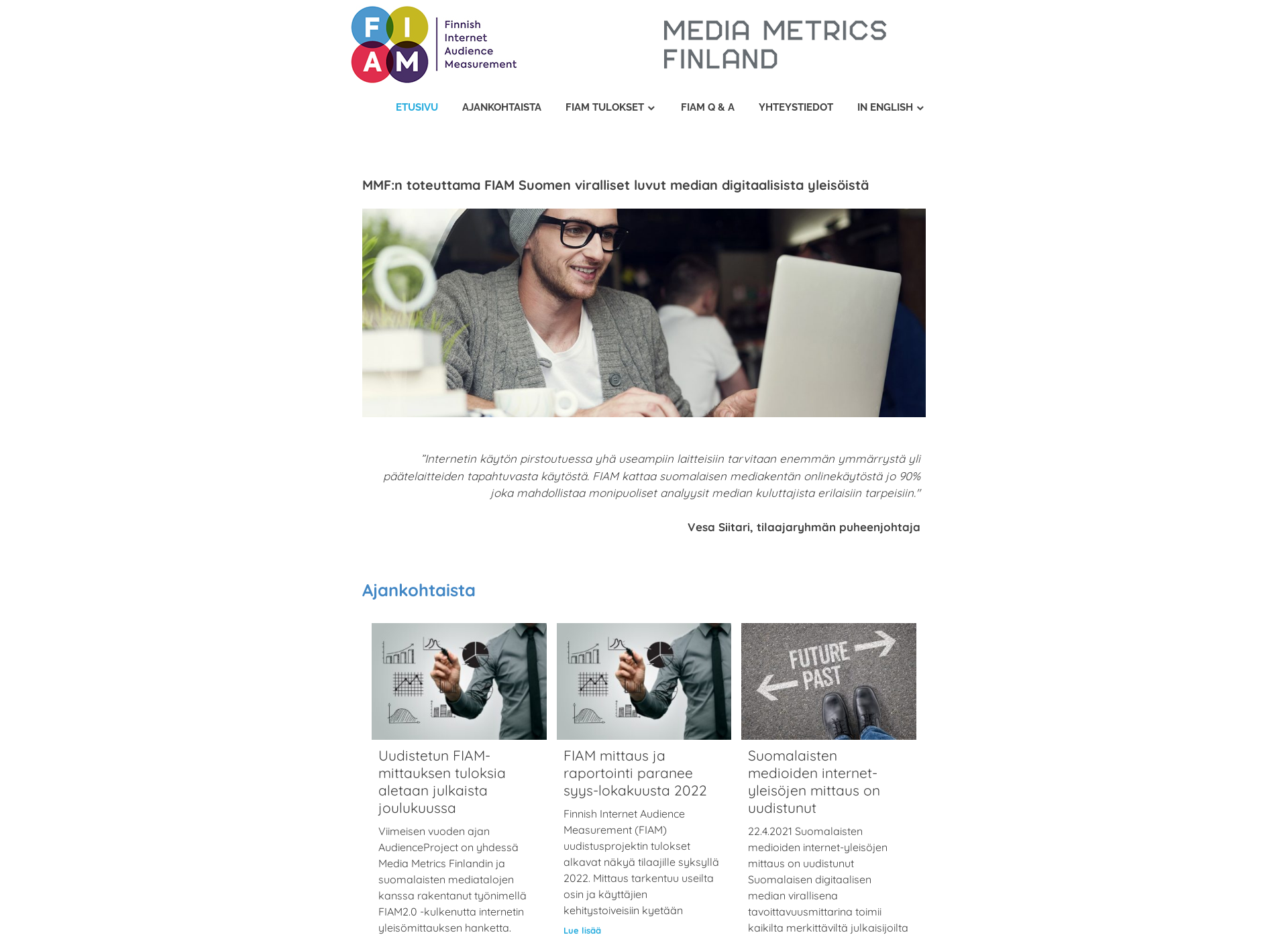 Skärmdump för mediametrics.fi