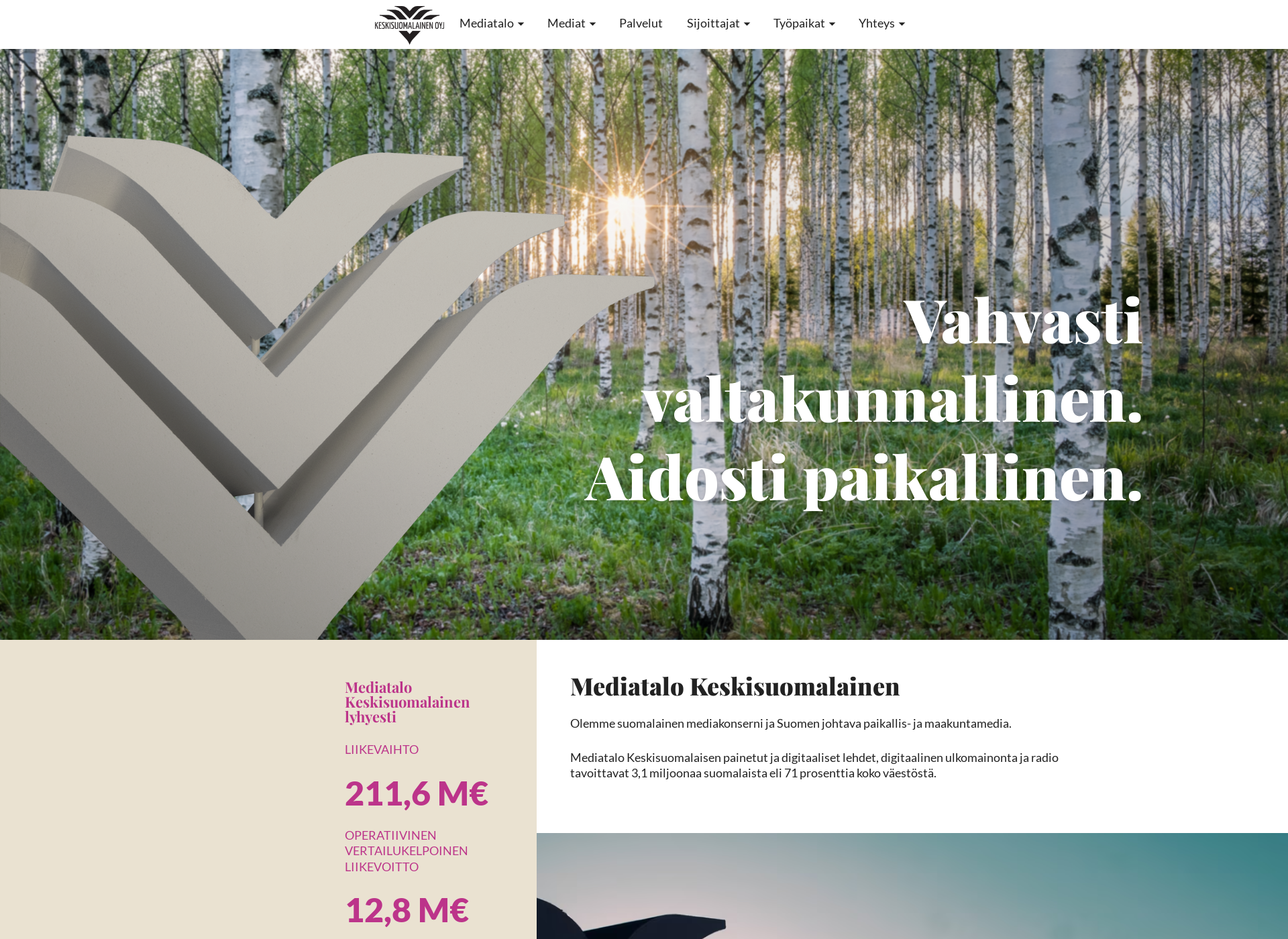 Skärmdump för mediatalokeskisuomalainen.fi