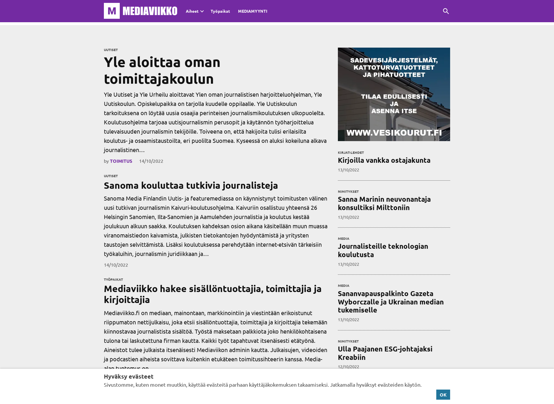 Screenshot for mediaviikko.fi