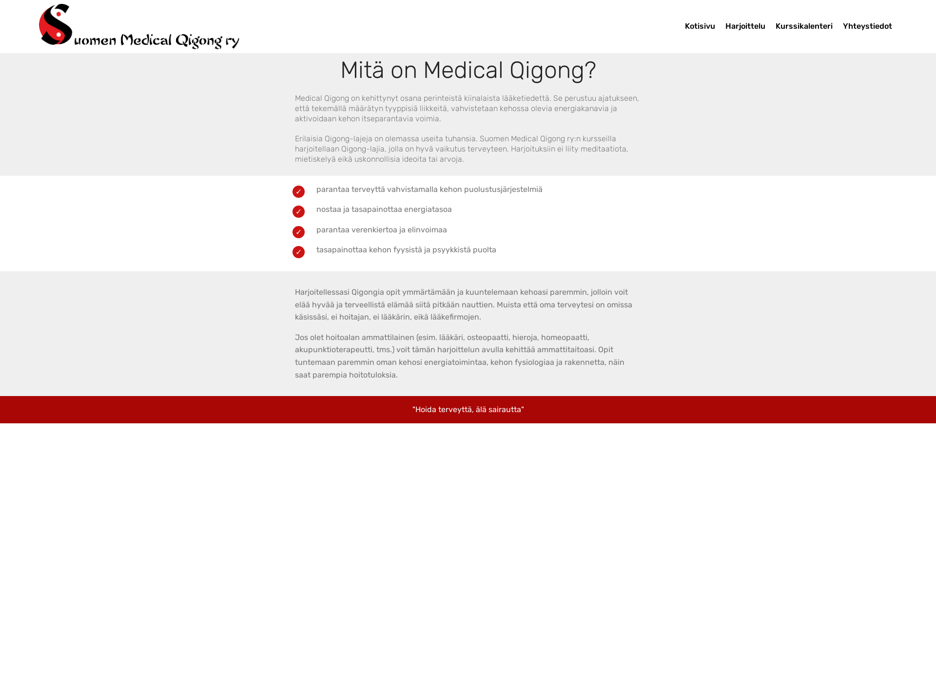 Skärmdump för medicalqigong.fi