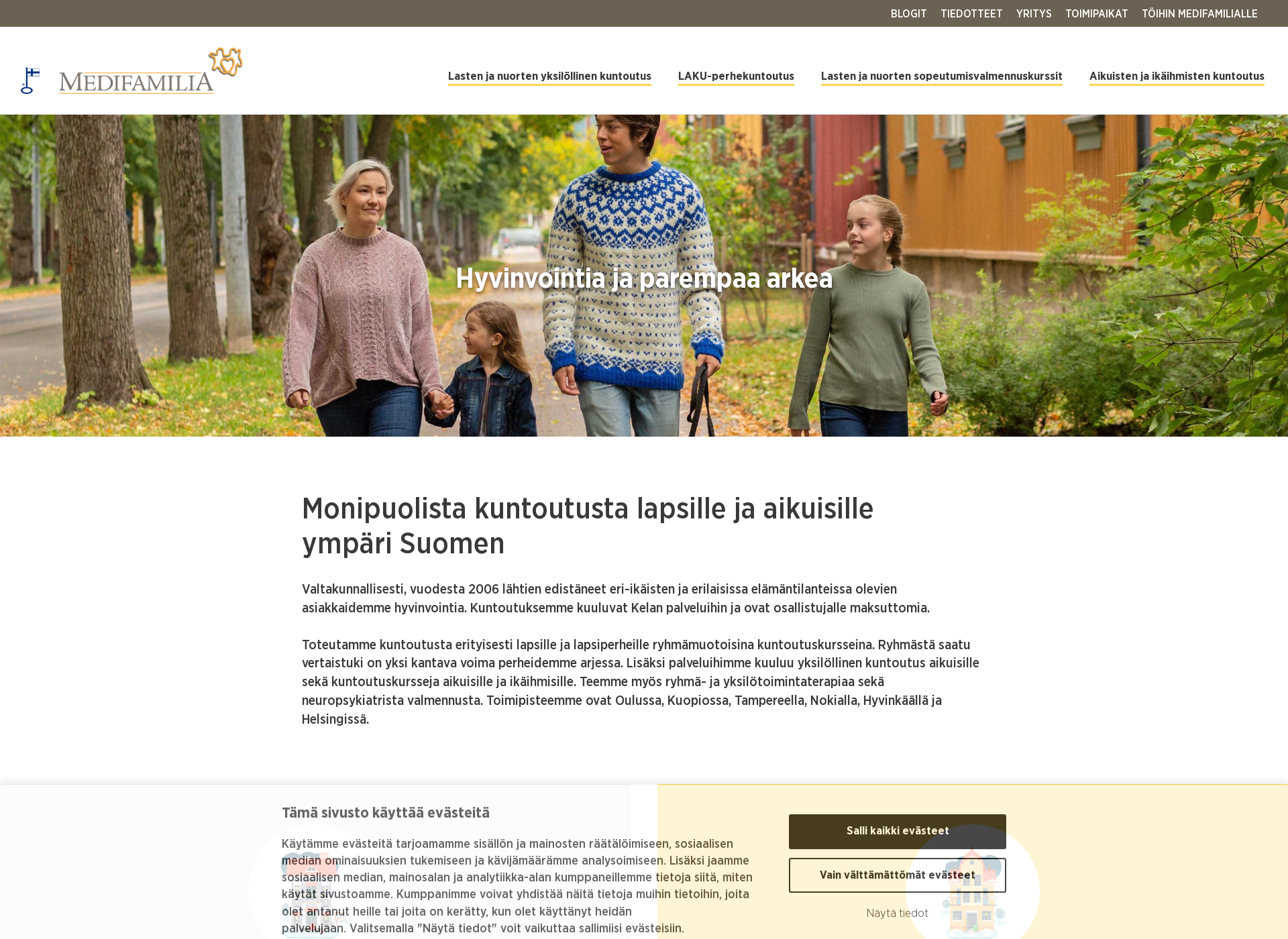 Skärmdump för medifamilia.fi