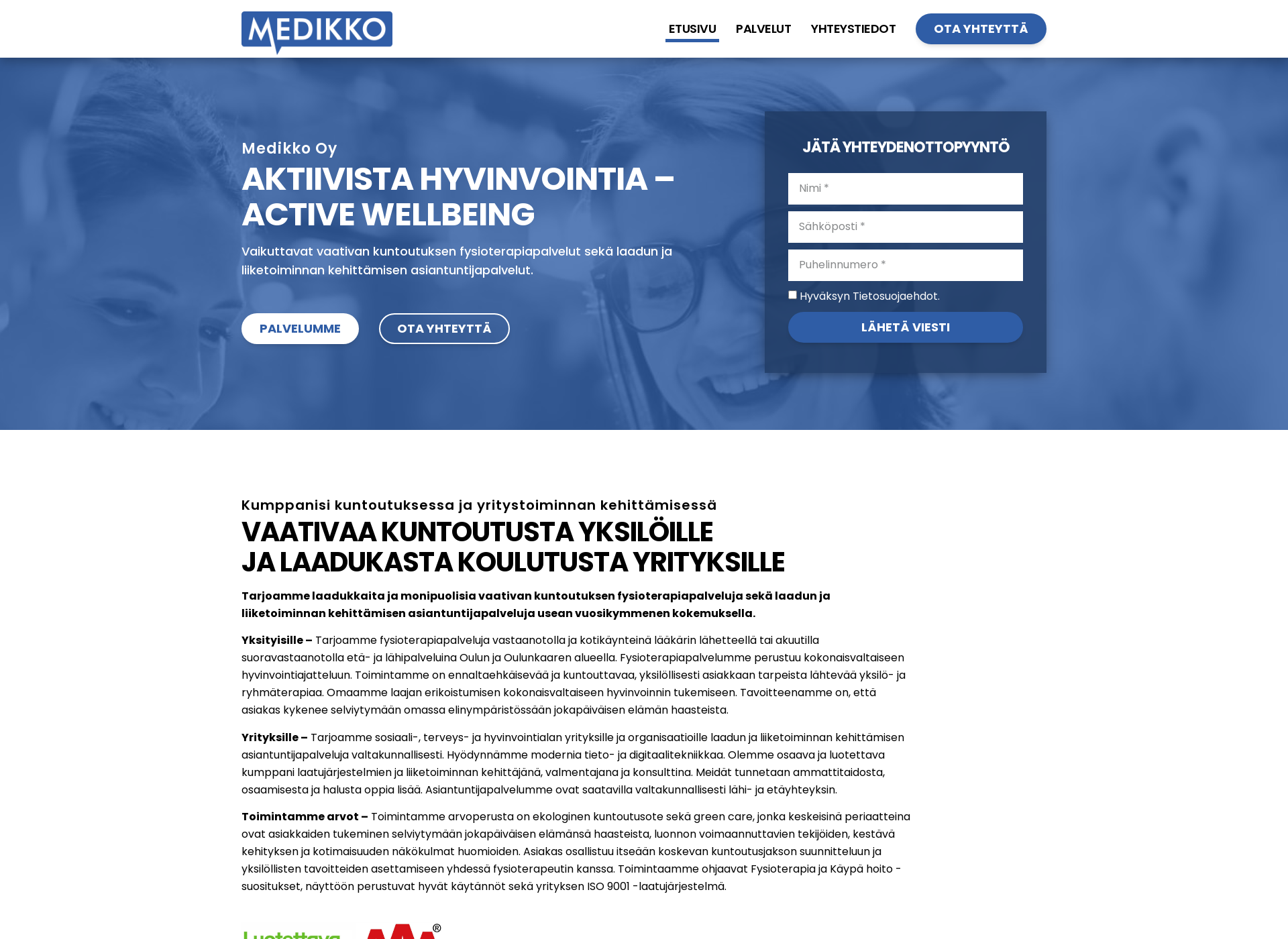 Skärmdump för medikko.fi
