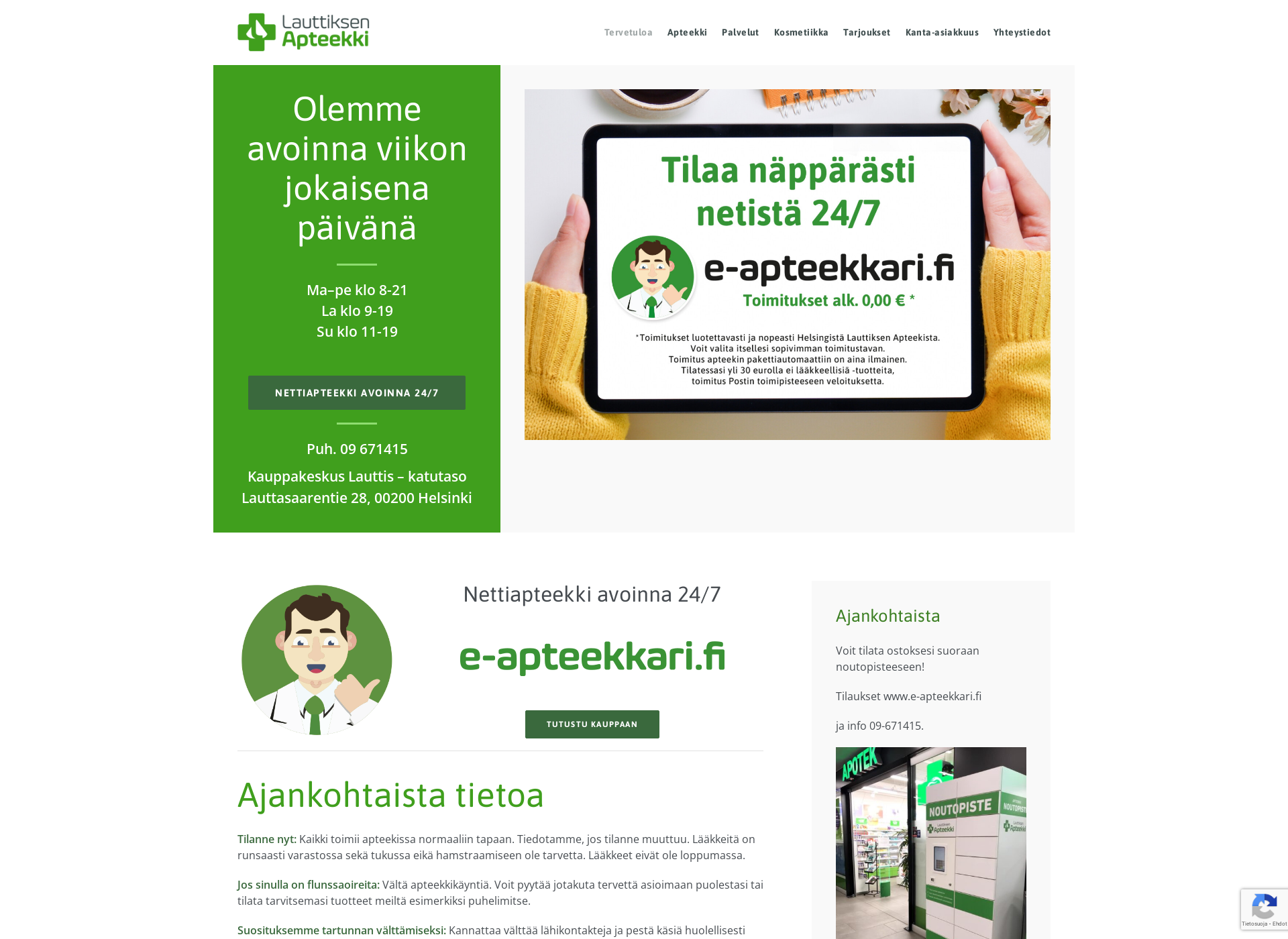 Skärmdump för meditaksi.fi