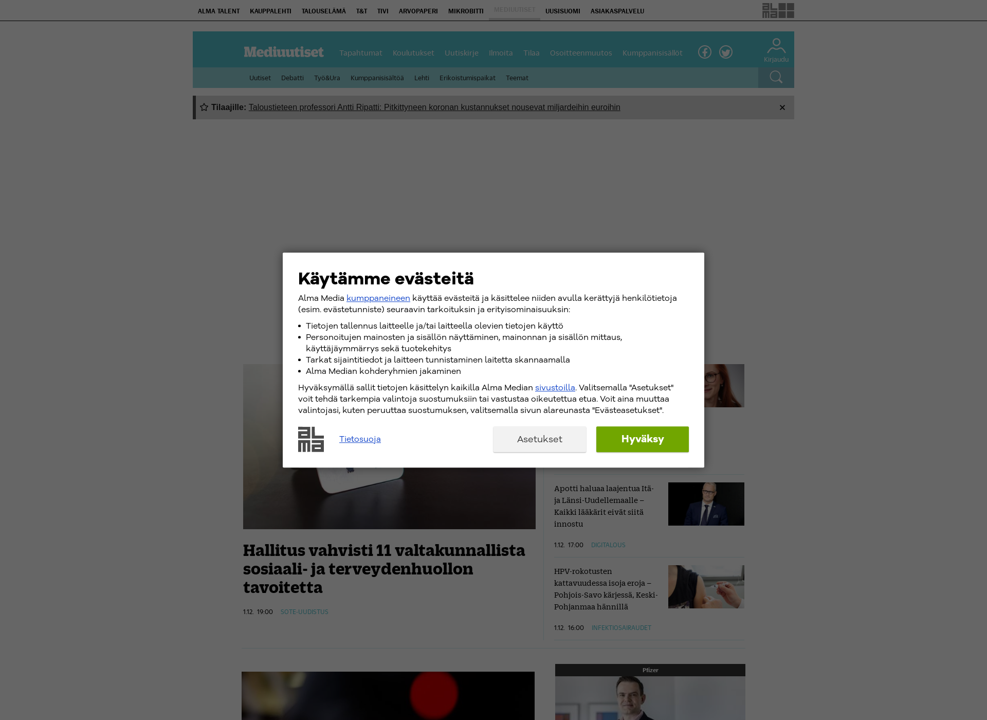 Screenshot for mediuutiset.fi