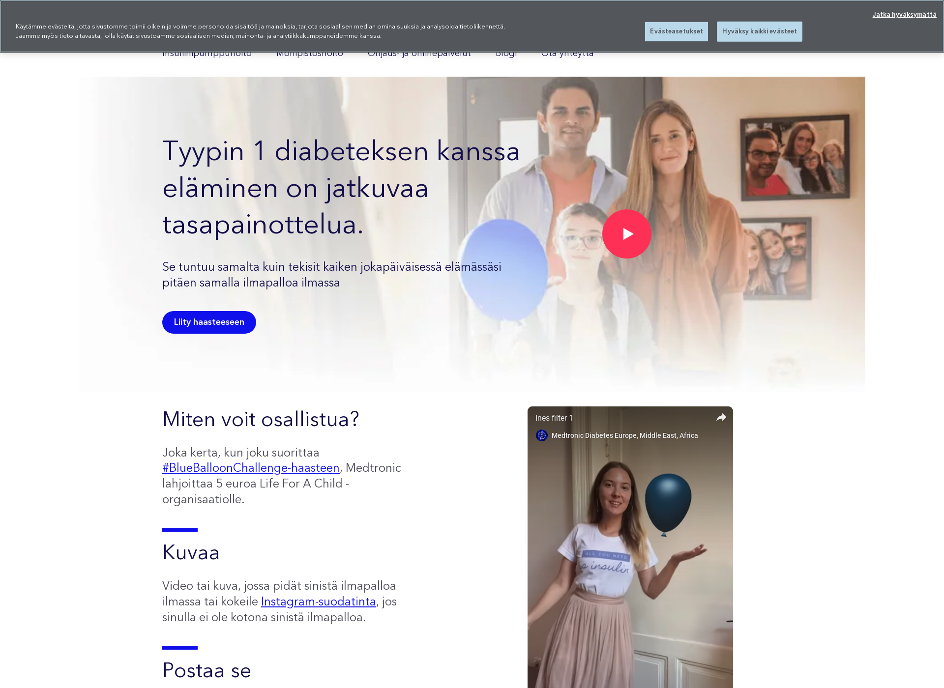 Skärmdump för medtronic-diabetes.fi