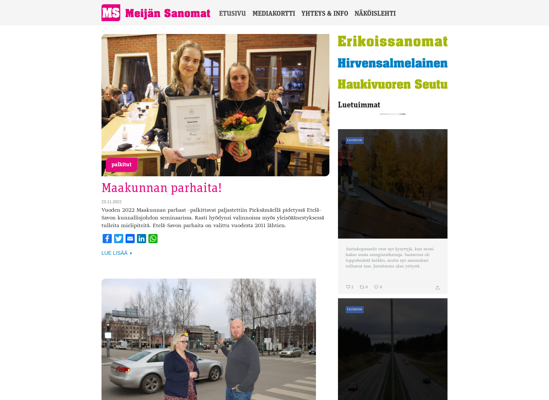 Skärmdump för meijansanomat.fi