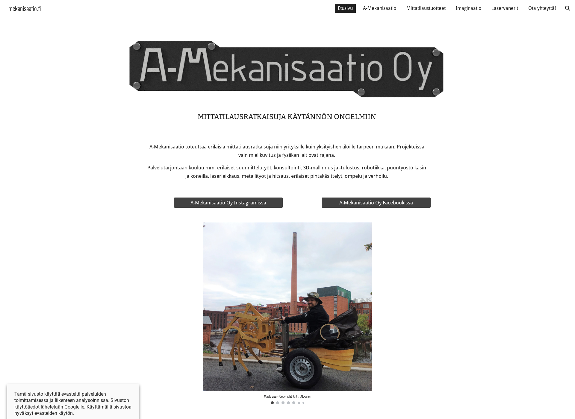 Skärmdump för mekanisaatio.fi
