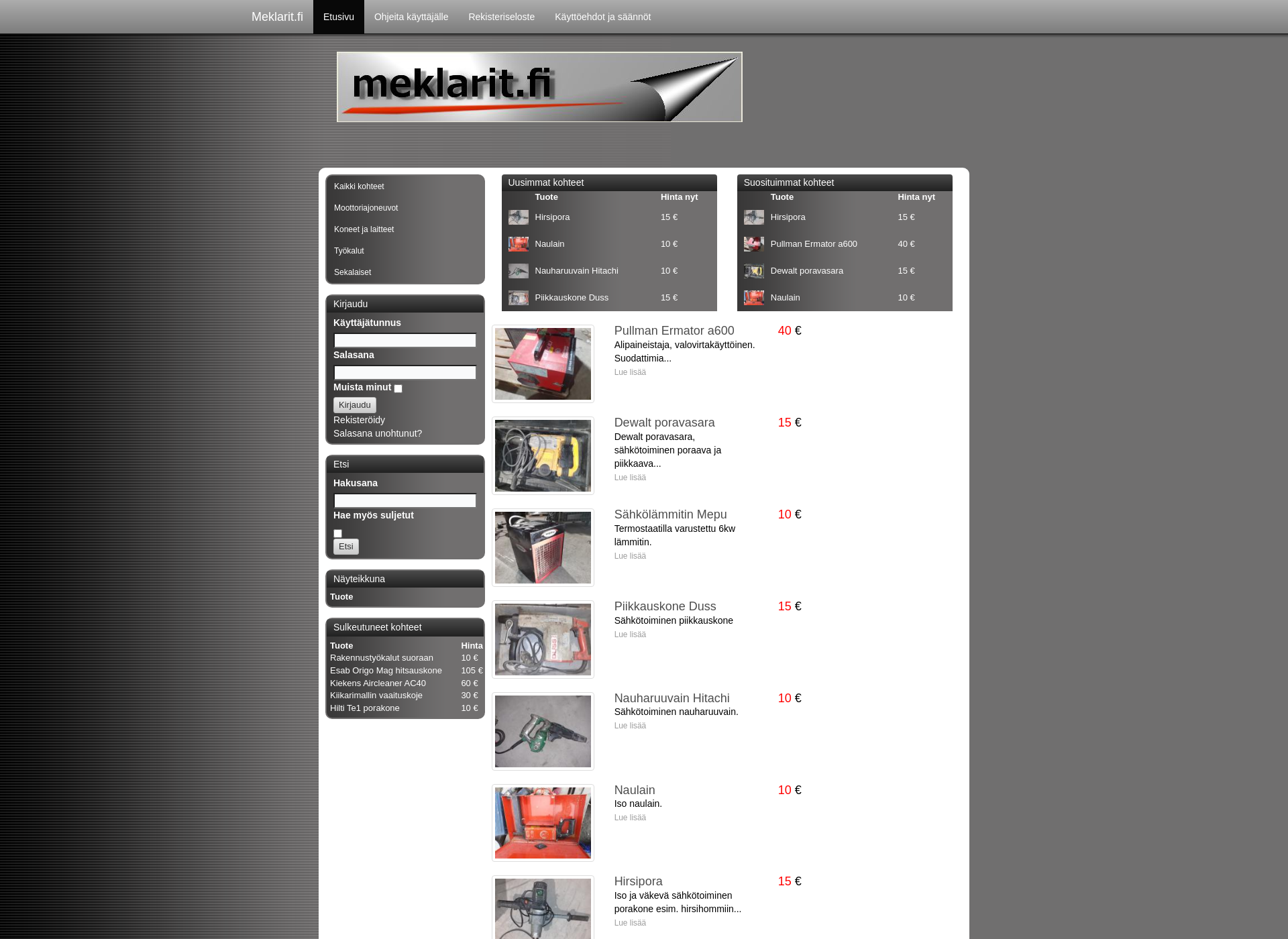 Screenshot for meklarit.fi