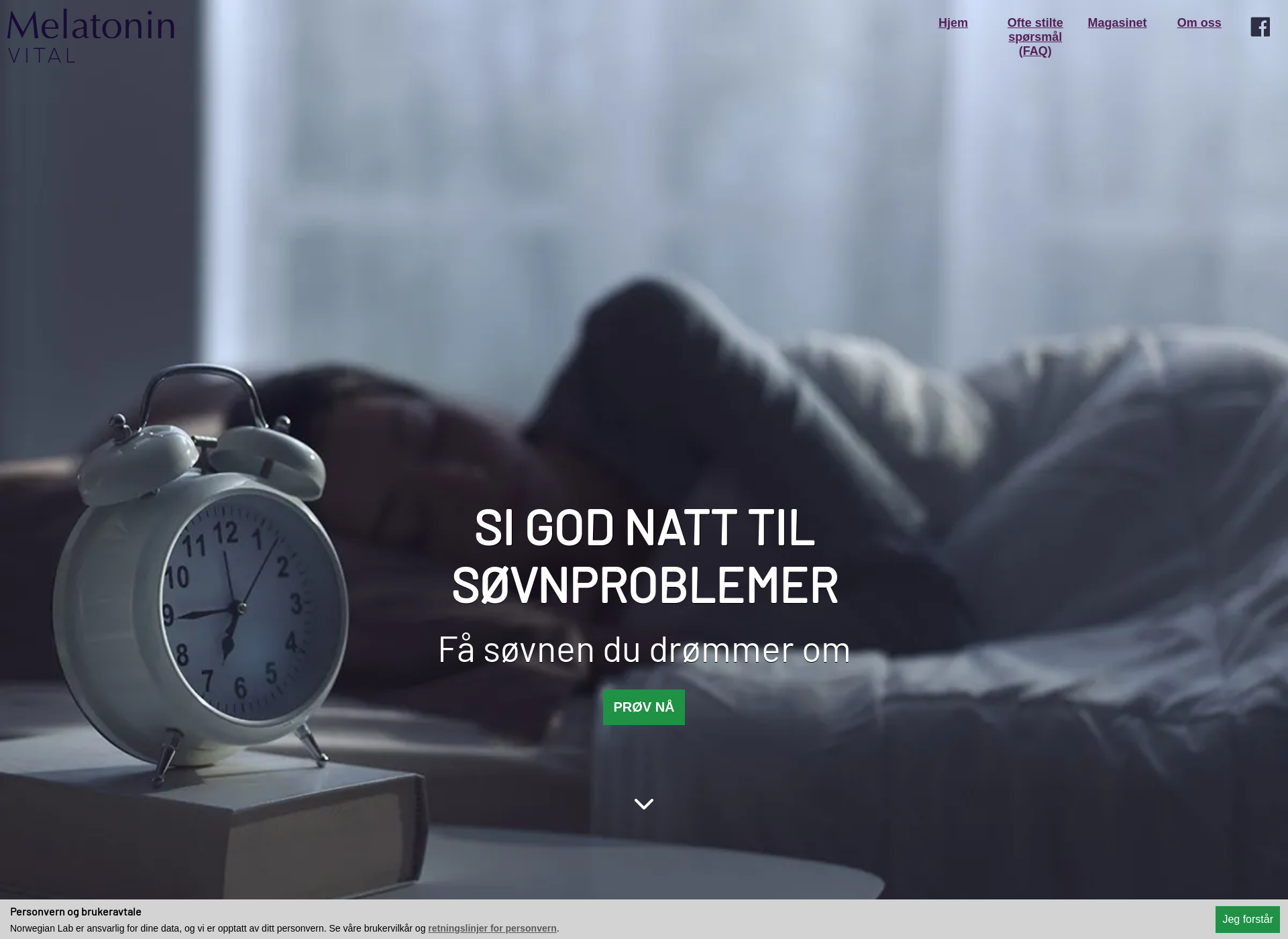 Skärmdump för melatoniinivital.fi