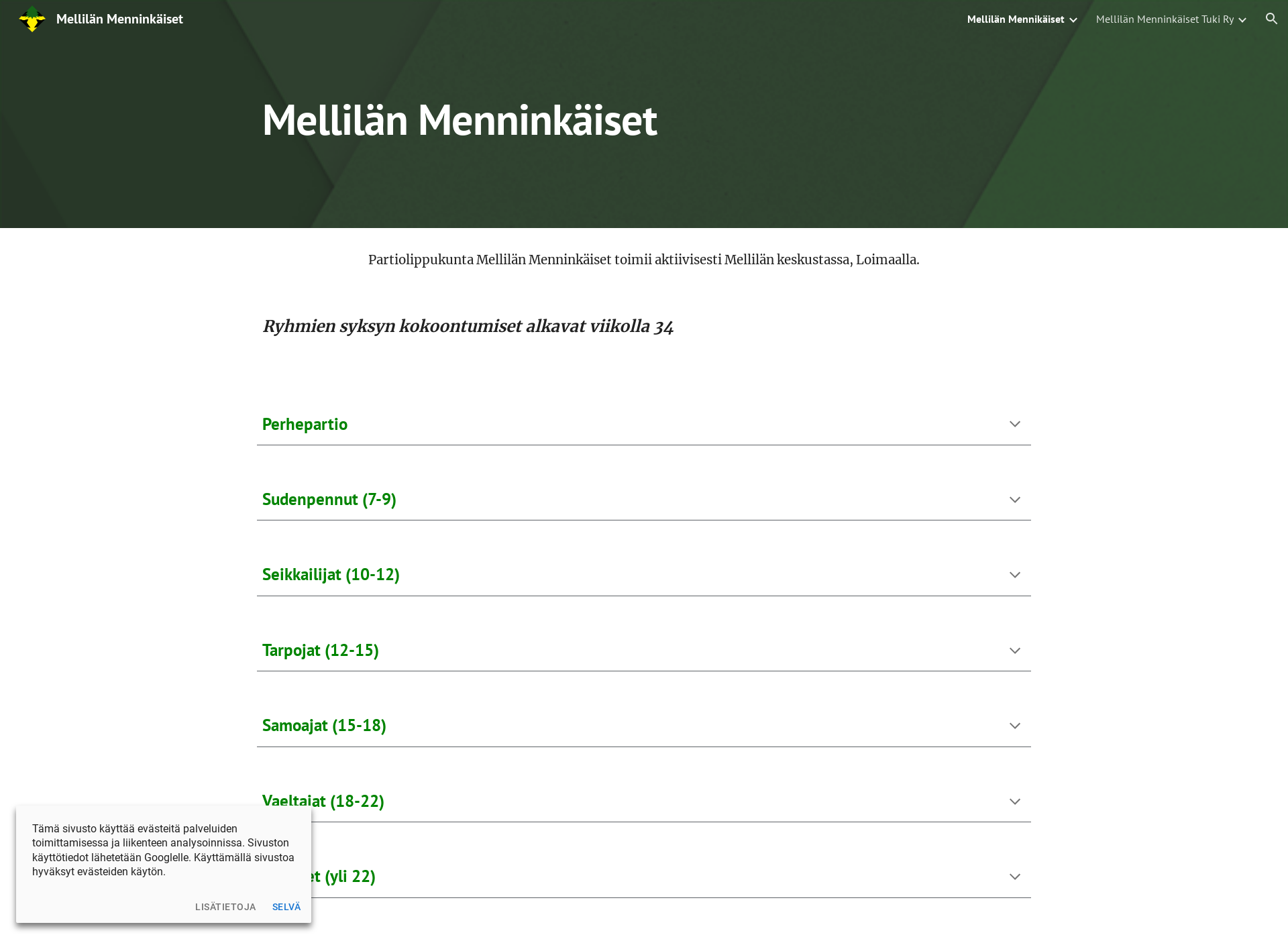 Skärmdump för menninkaiset.fi