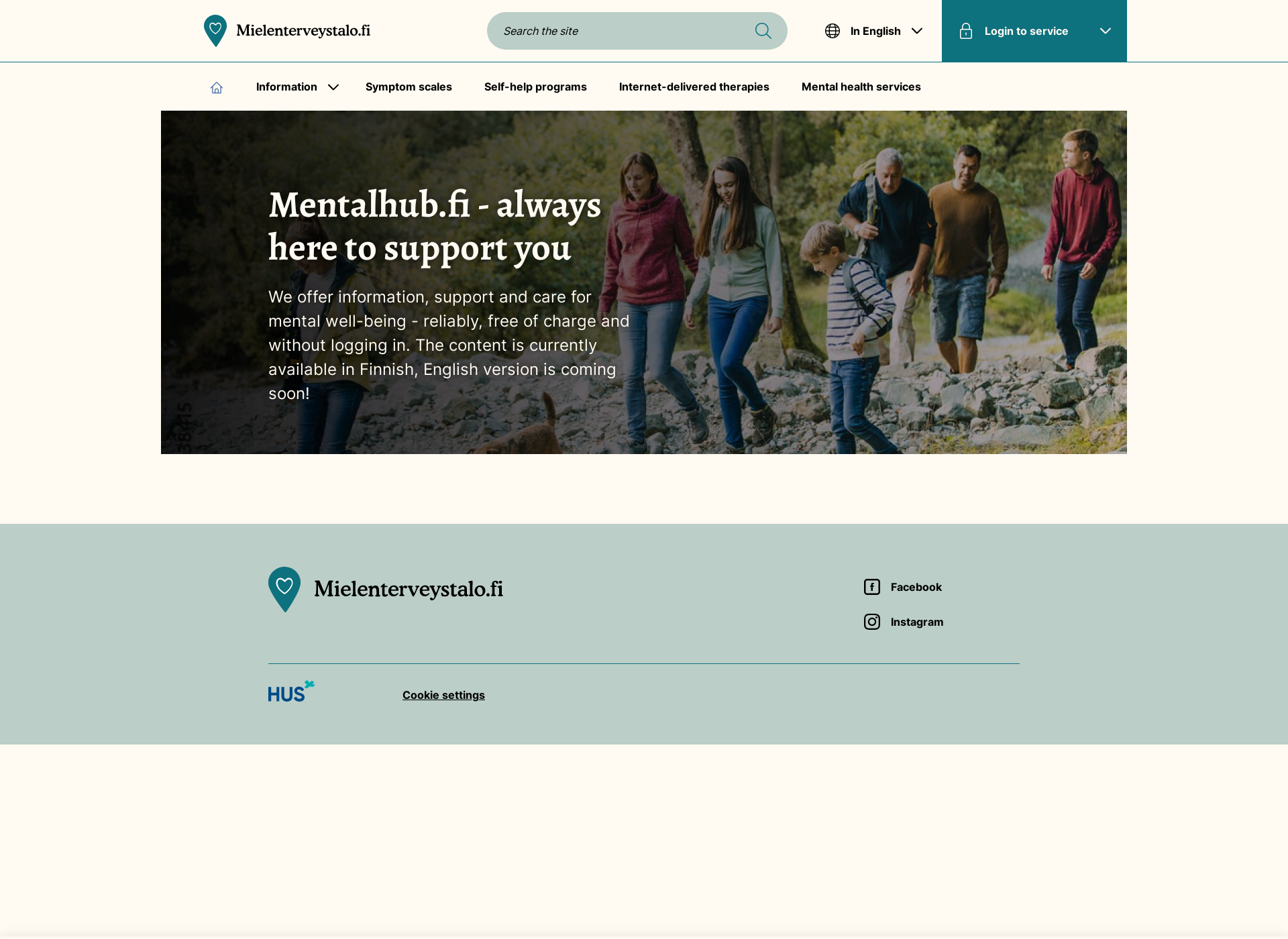 Skärmdump för mentalhub.fi