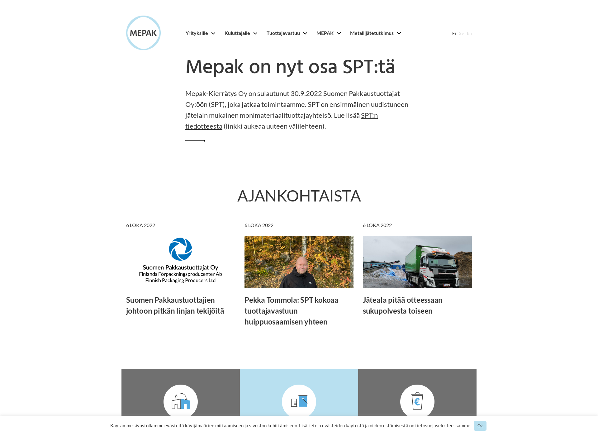 Skärmdump för mepak.fi