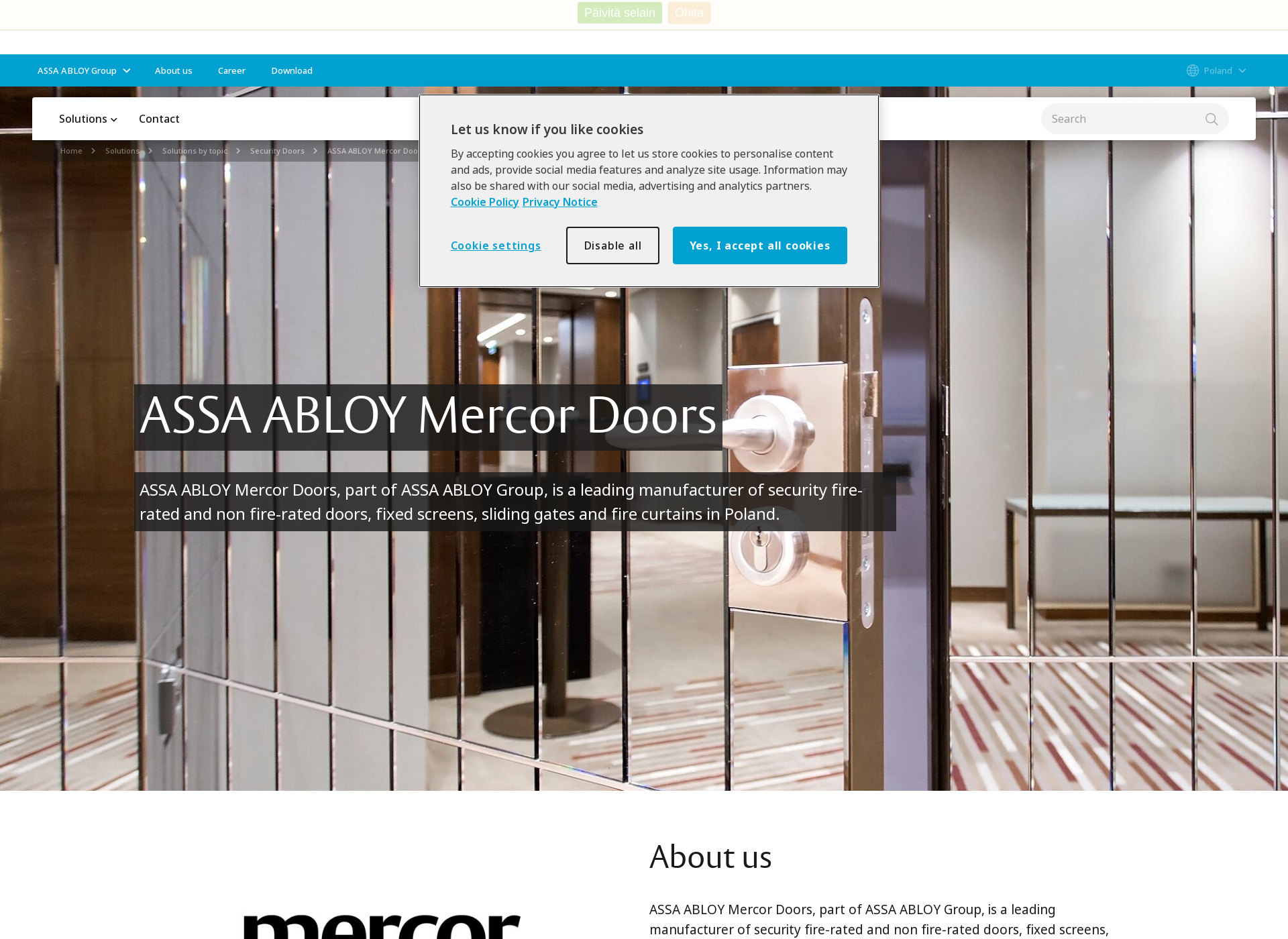 Screenshot for mercordoors.fi