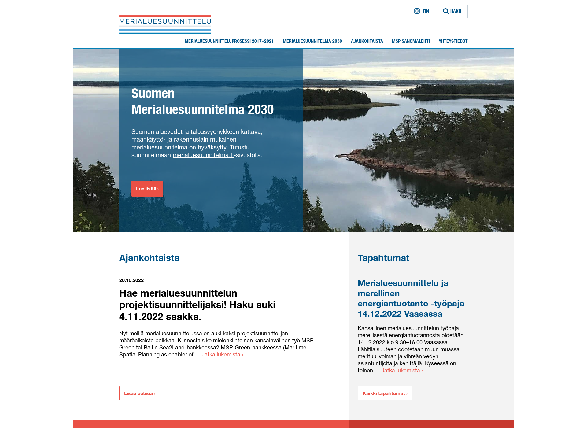 Skärmdump för merialuesuunnittelu.fi