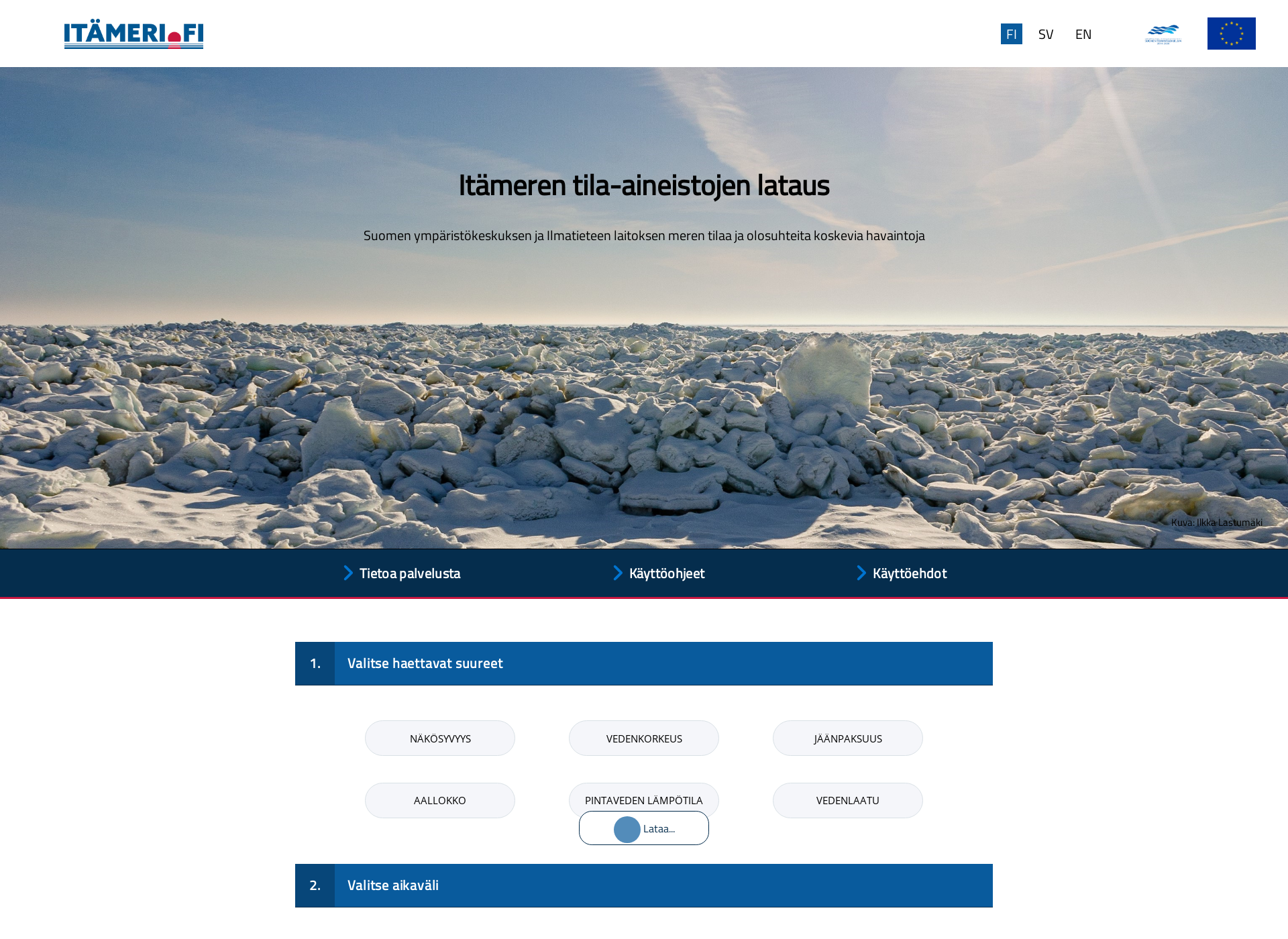 Skärmdump för merihavainnot.fi