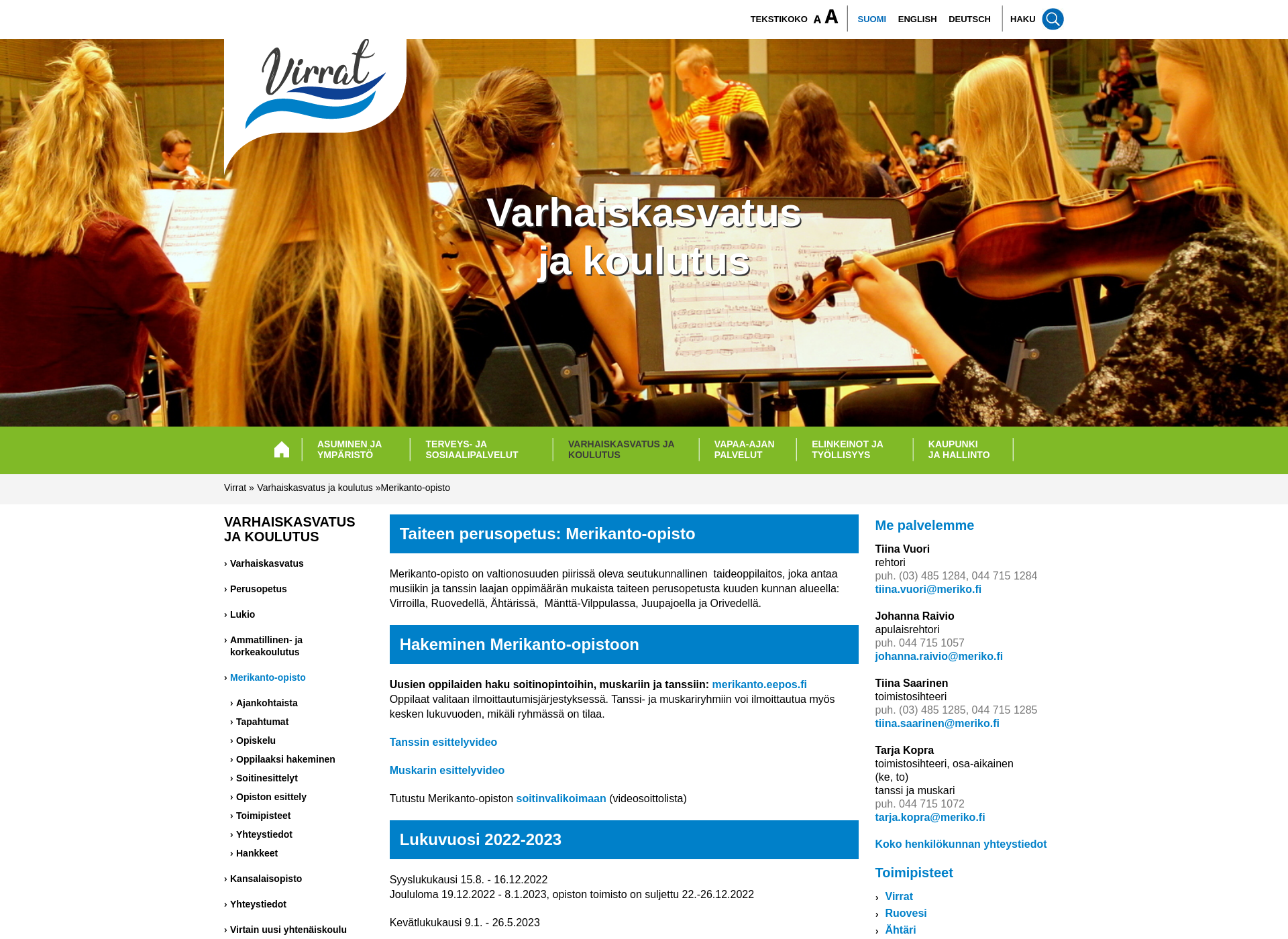 Screenshot for merikanto-opisto.fi