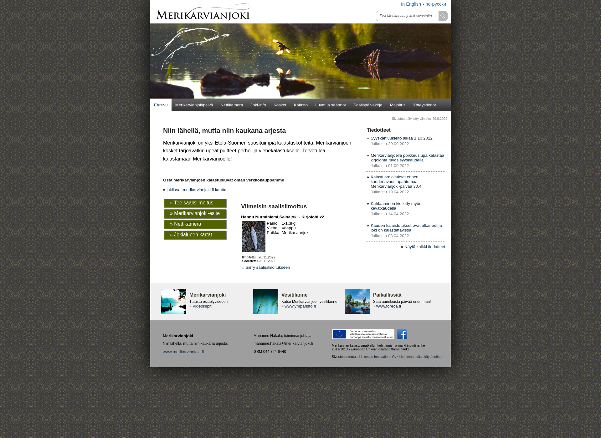Screenshot for merikarvianjoki.fi