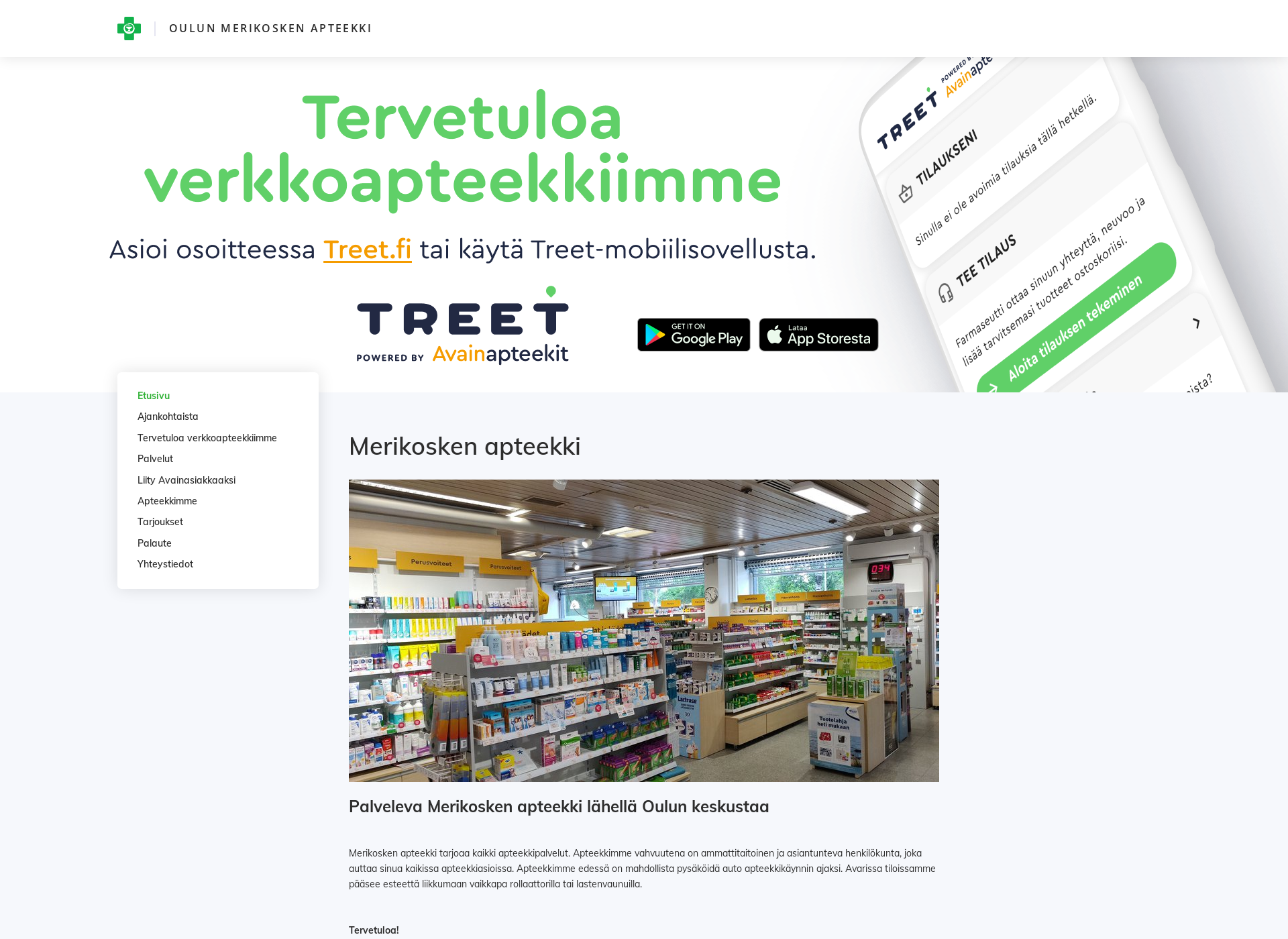 Skärmdump för merikoskenapteekki.fi