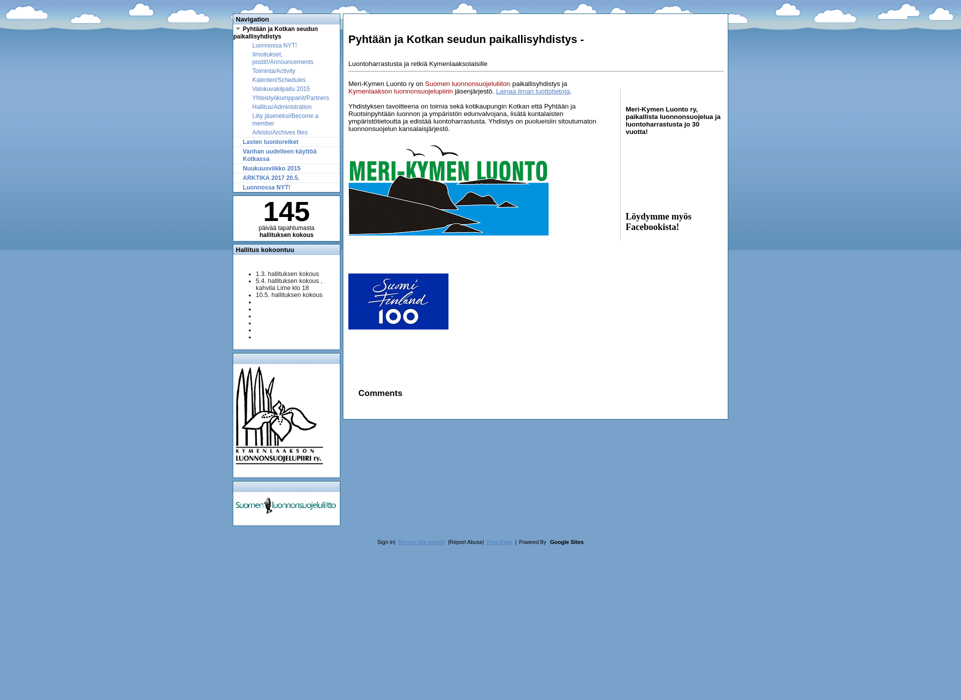 Skärmdump för merikymenluonto.fi