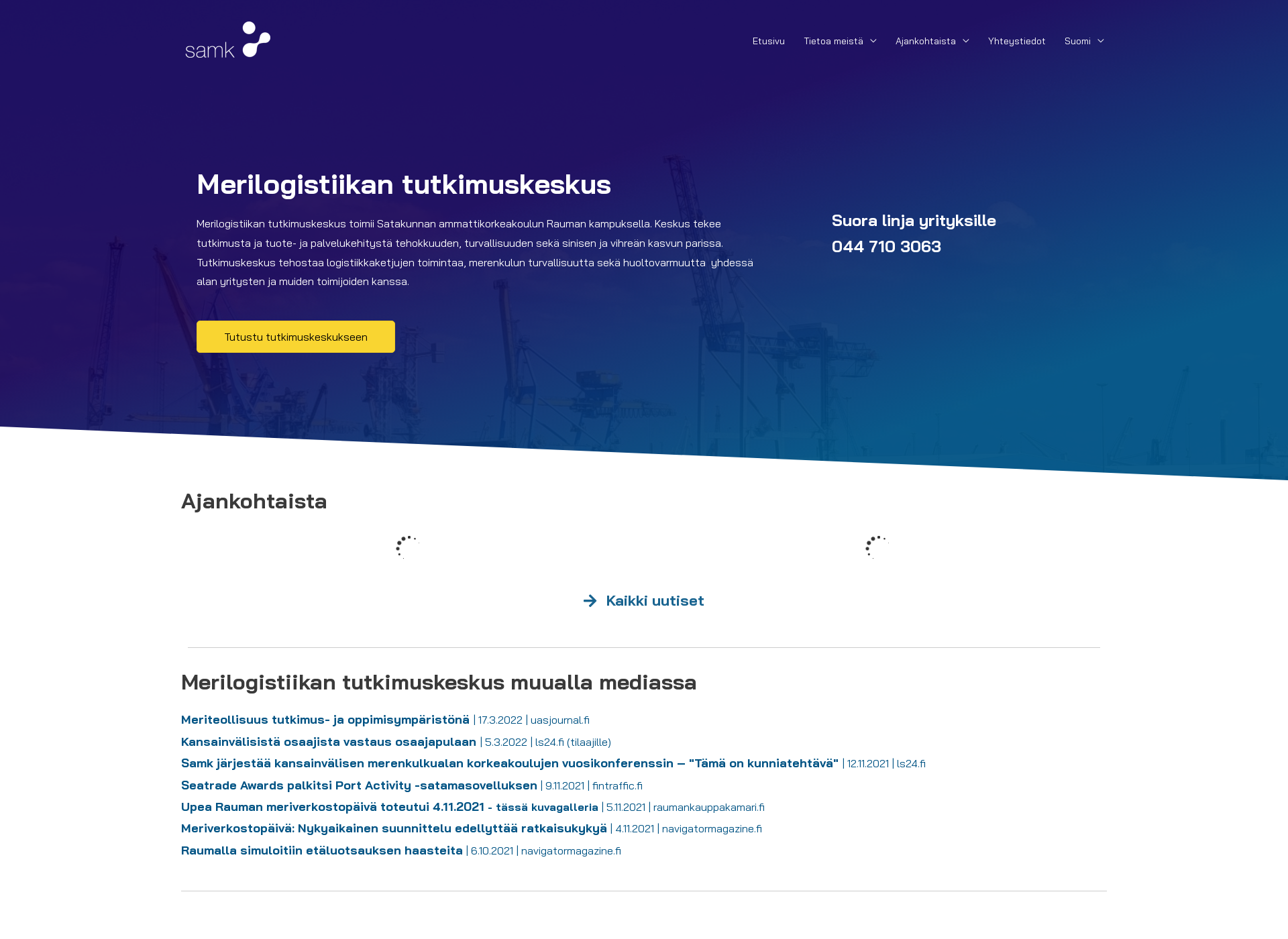 Skärmdump för merilogistiikka.fi