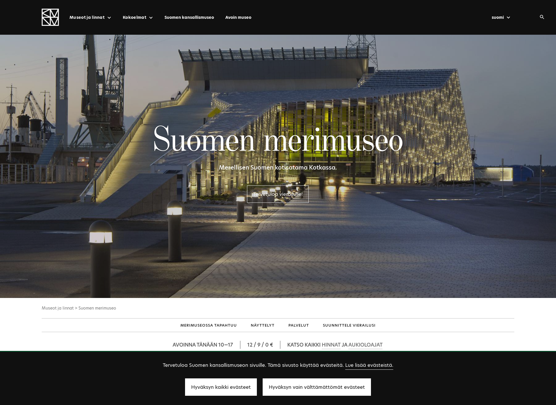 Skärmdump för merimuseo.fi