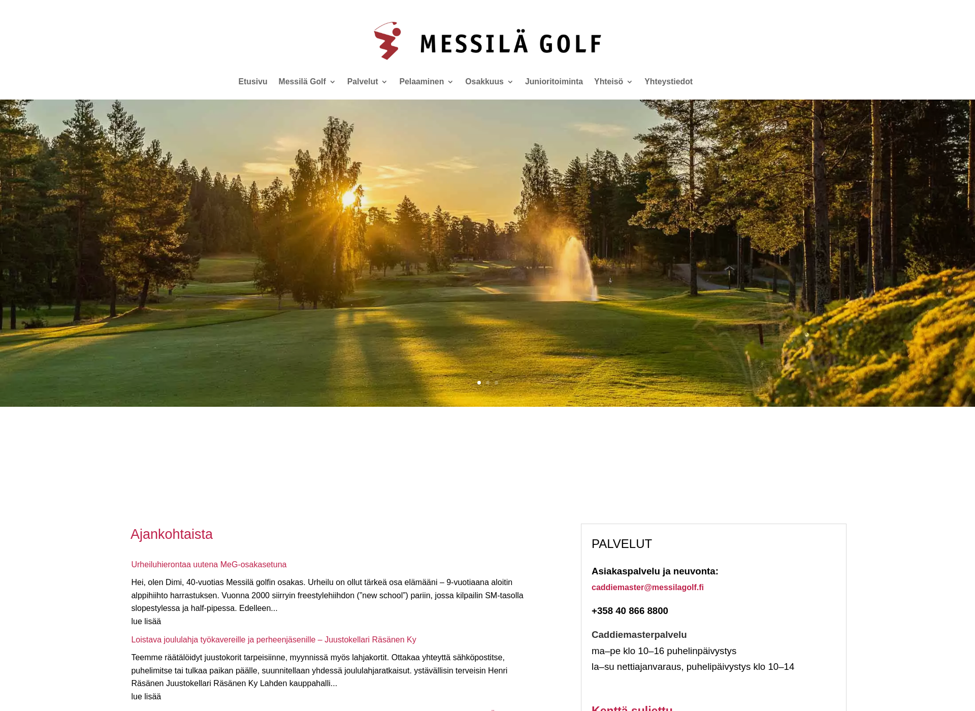 Skärmdump för messilagolf.fi