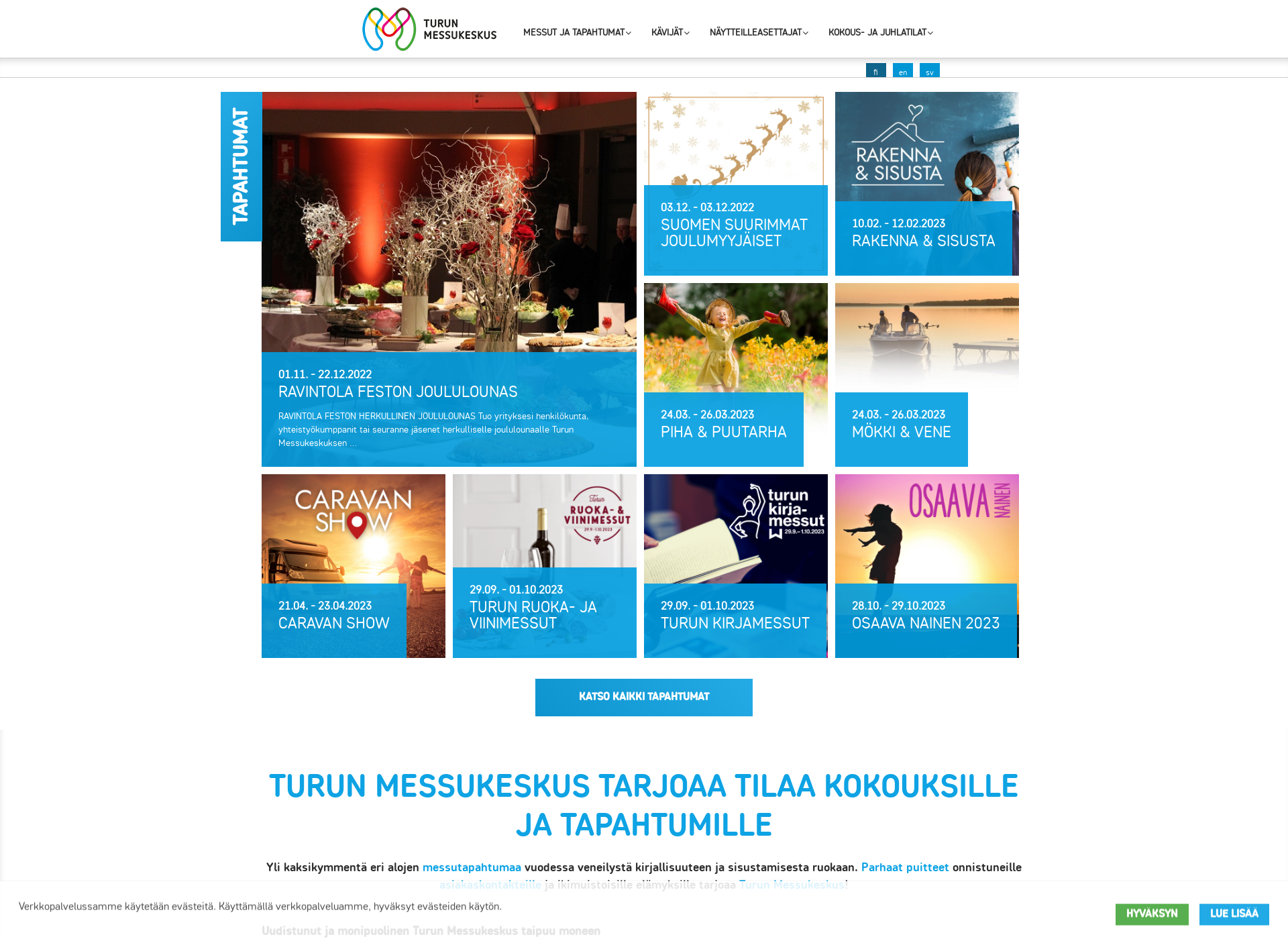 Skärmdump för messukeskus.fi