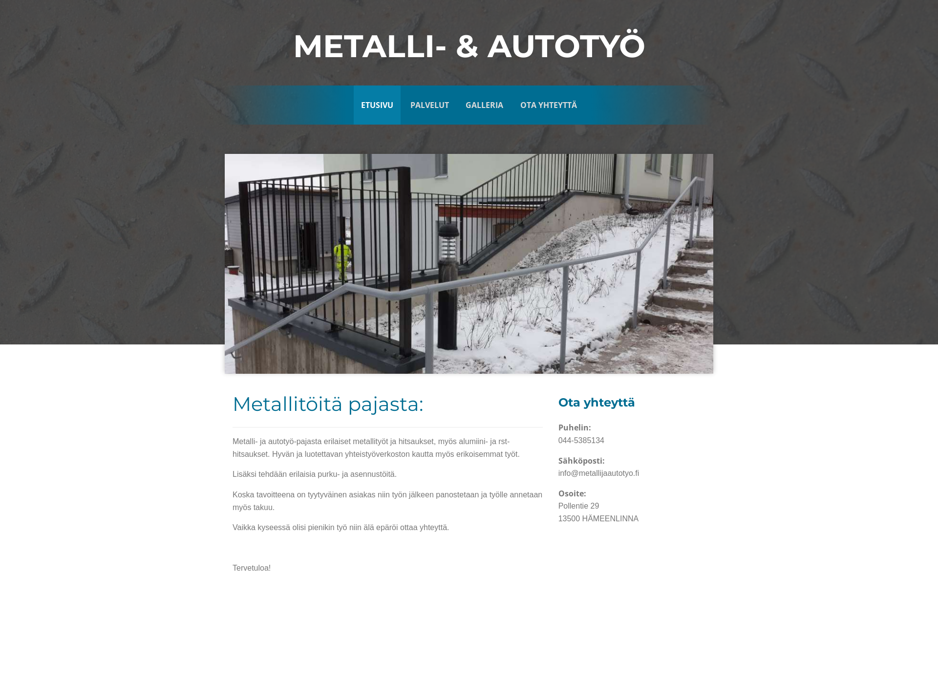 Skärmdump för metallijaautotyo.fi