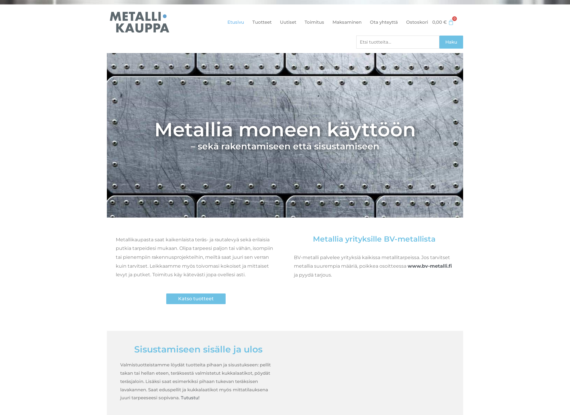 Skärmdump för metallikauppa.fi