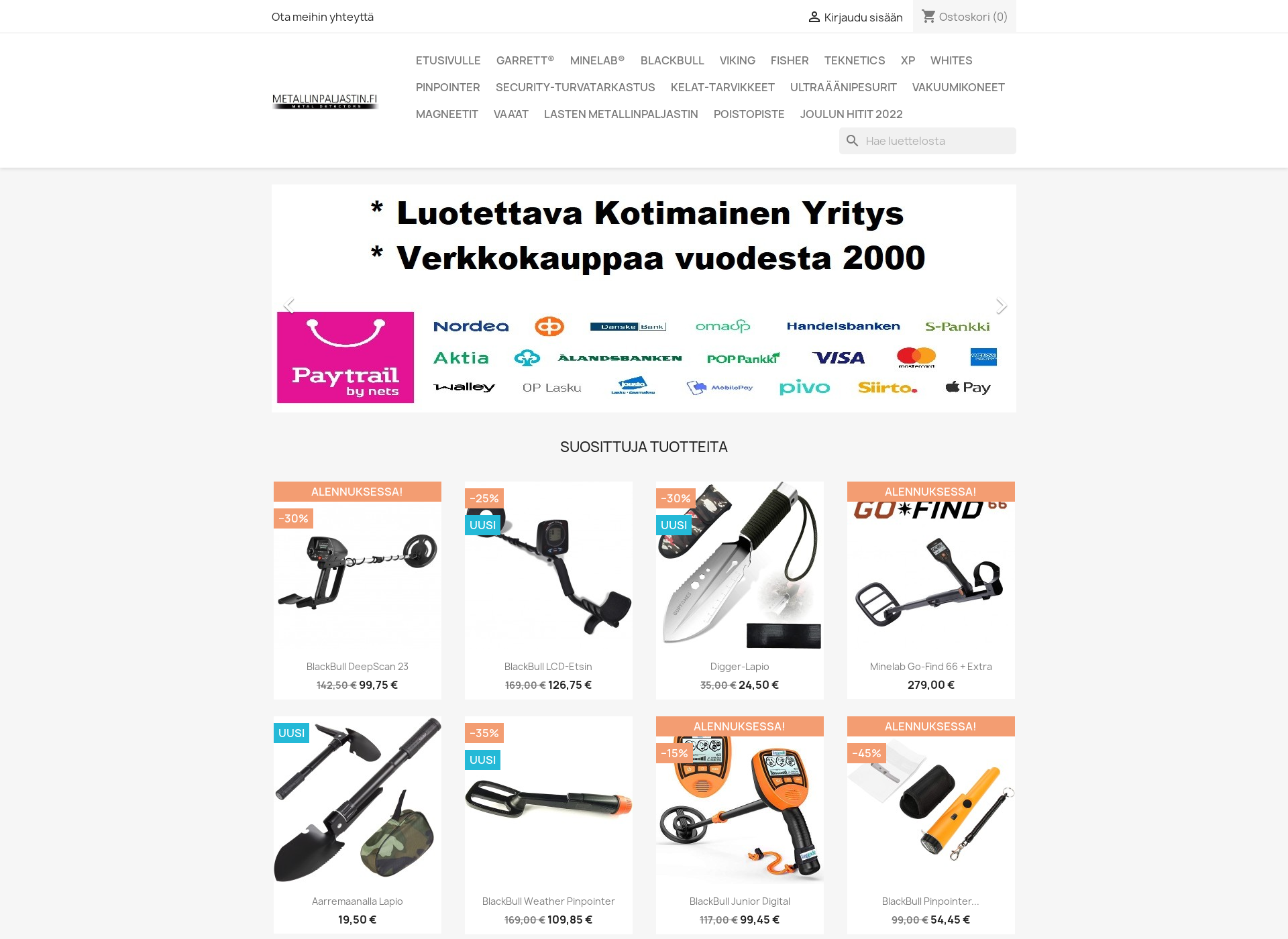 Skärmdump för metallinpaljastin.fi