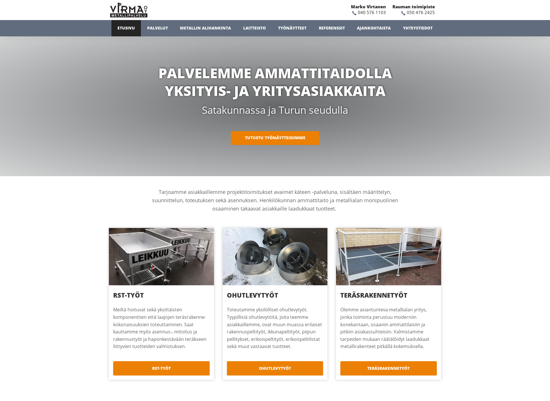 Skärmdump för metallipalveluvirma.fi
