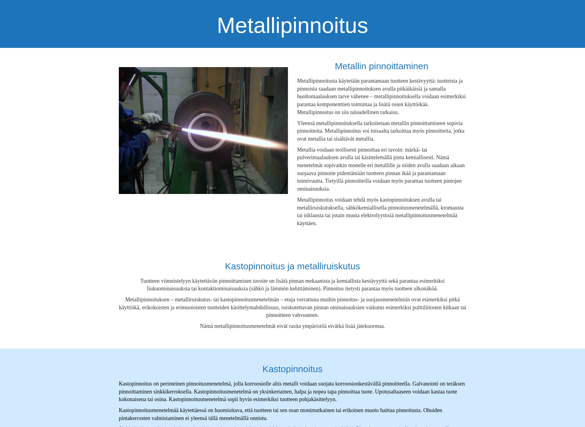 Skärmdump för metallipinnoitus.fi