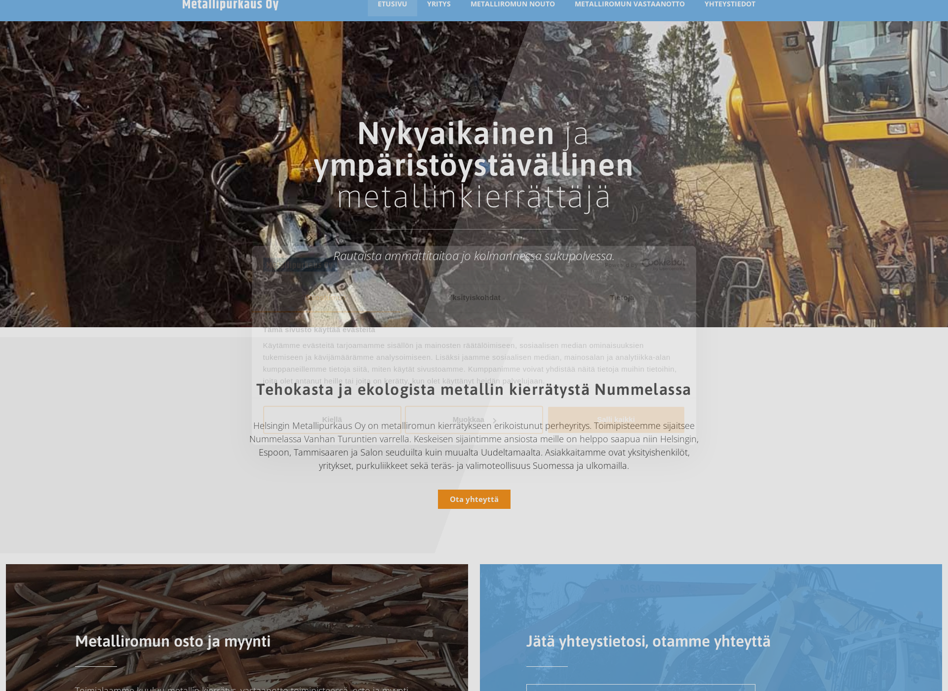 Skärmdump för metallipurkaus.fi