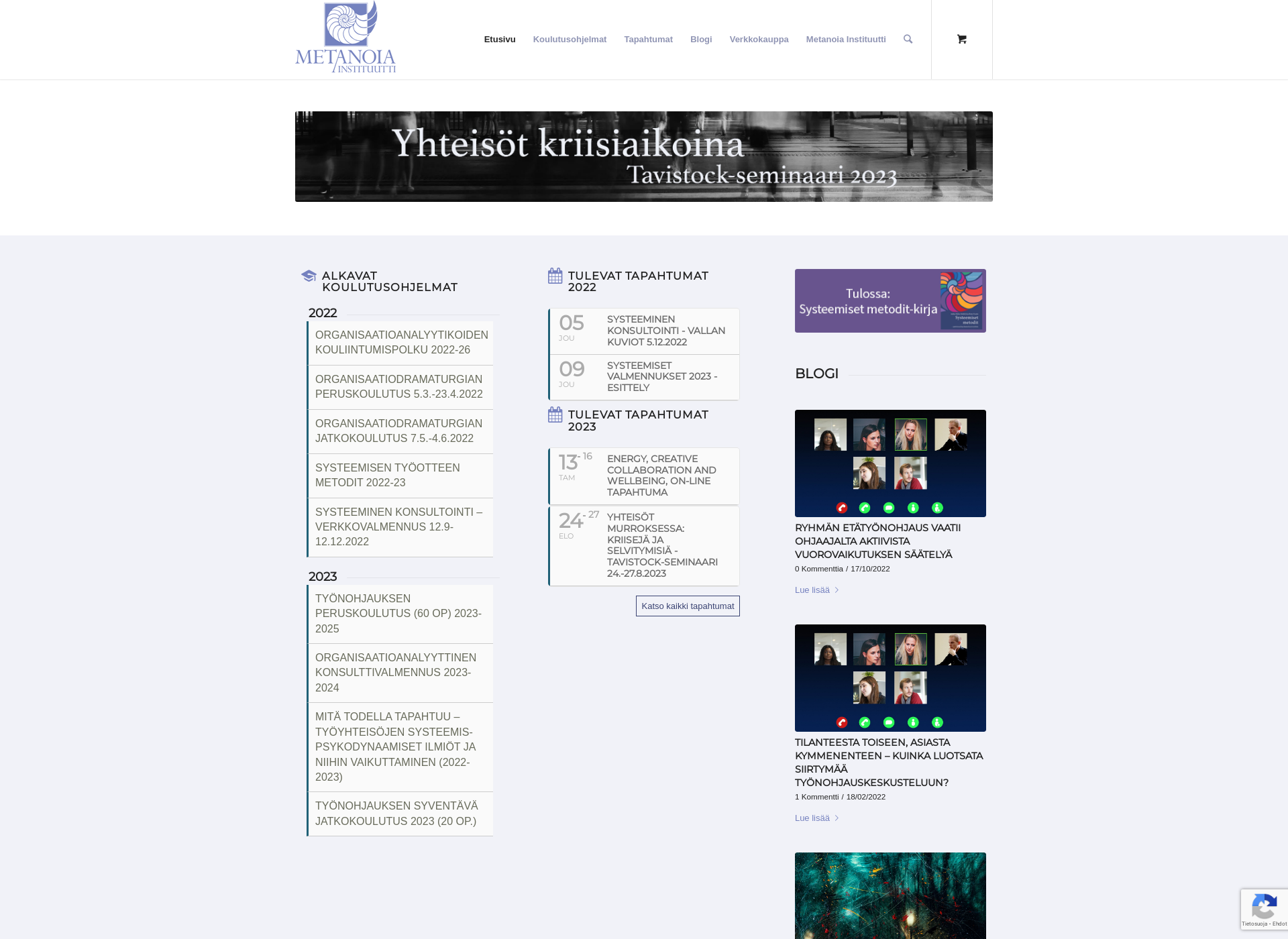 Skärmdump för metanoiainstituutti.fi