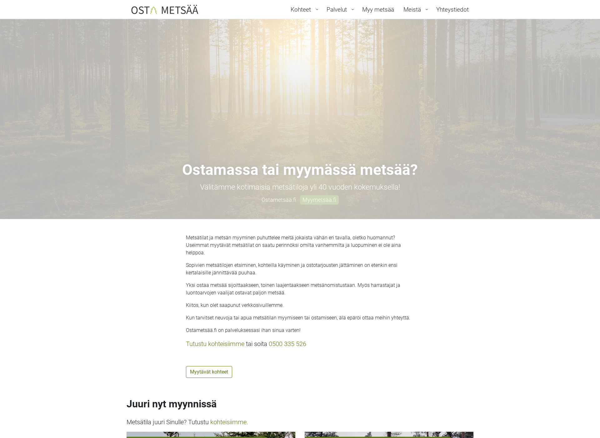 Skärmdump för metsaa.fi