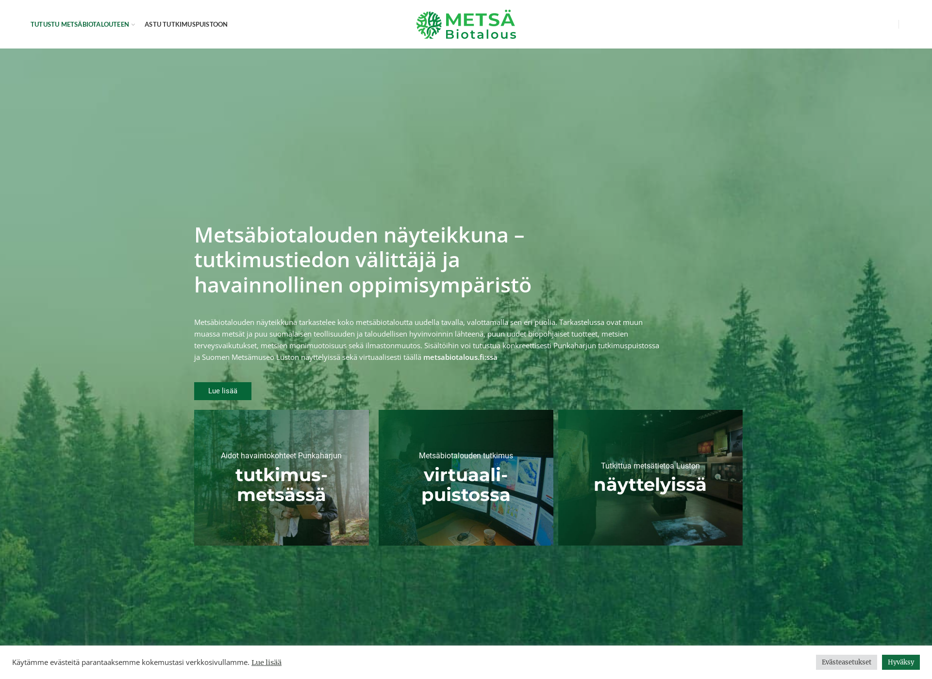 Skärmdump för metsabiotalous.fi