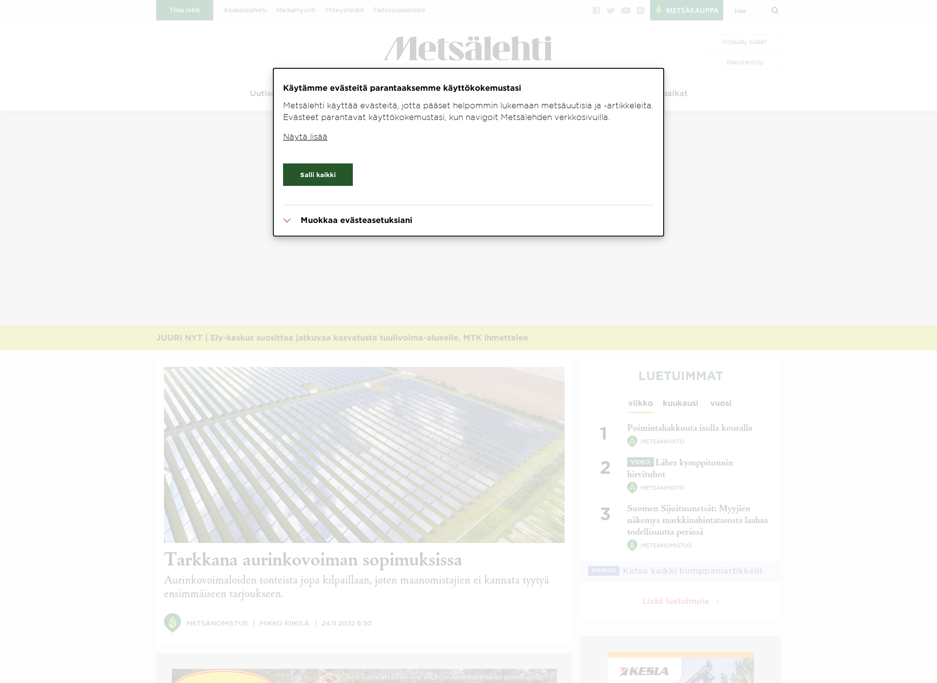 Screenshot for metsalehti.fi