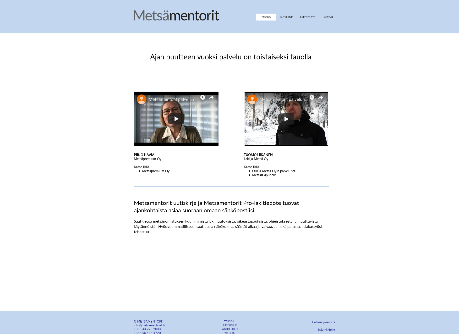 Skärmdump för metsamentorit.fi