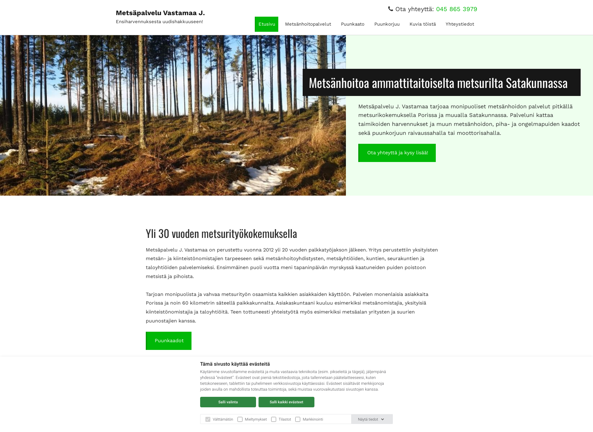 Screenshot for metsapalveluvastamaa.fi
