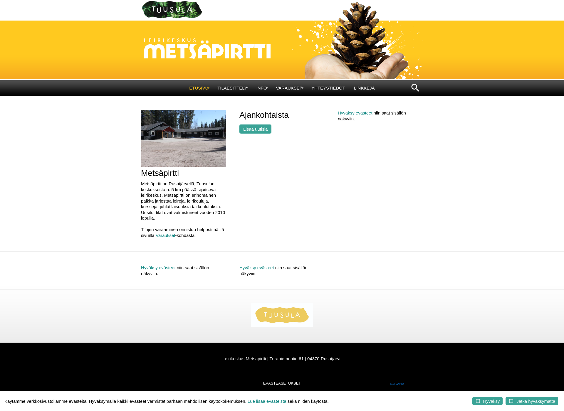 Skärmdump för metsapirtti.fi