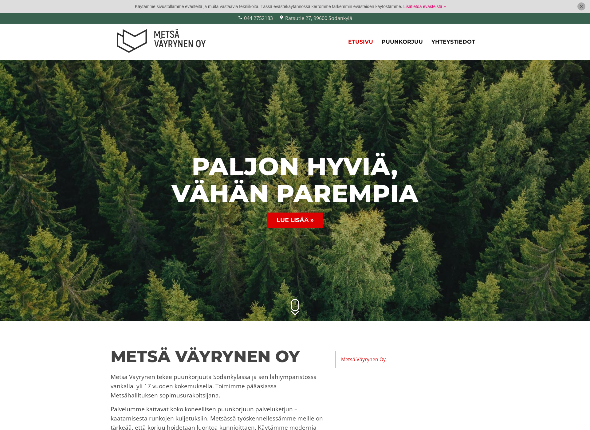 Screenshot for metsavayrynen.fi