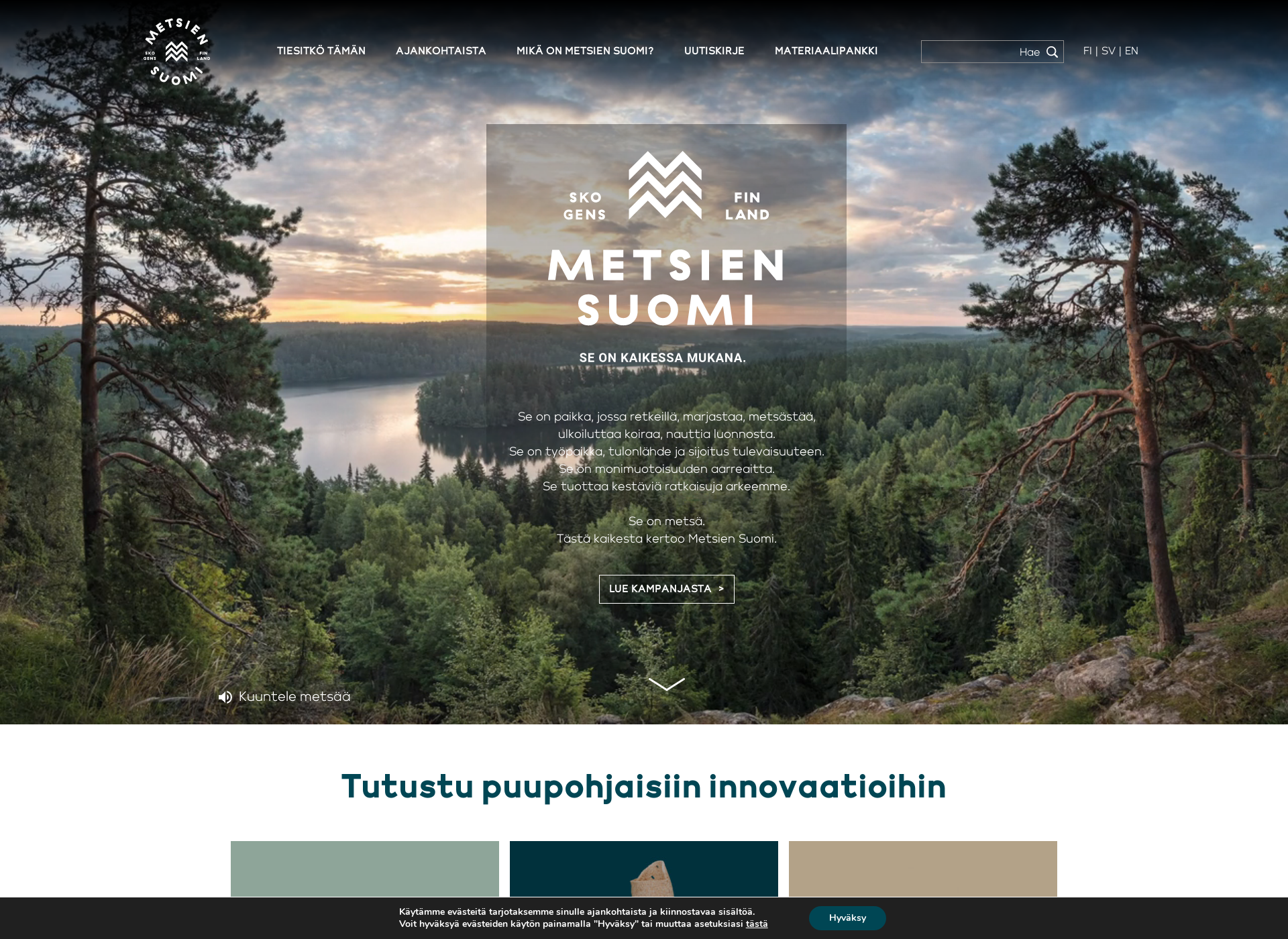 Skärmdump för metsiensuomi.fi
