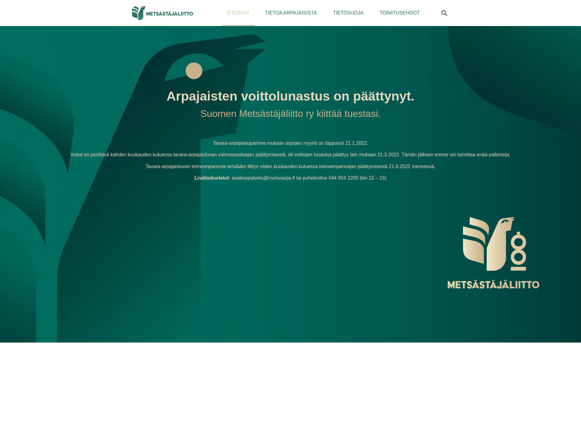 Screenshot for metsoarpa.fi